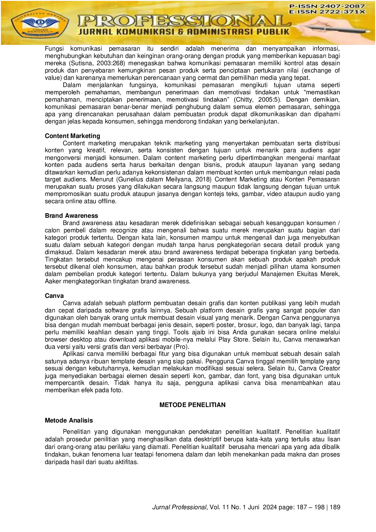 JURIS Pemanfaatan Program Canva Creator Dalam Menumbuhkan Brand Awareness Studio Provo