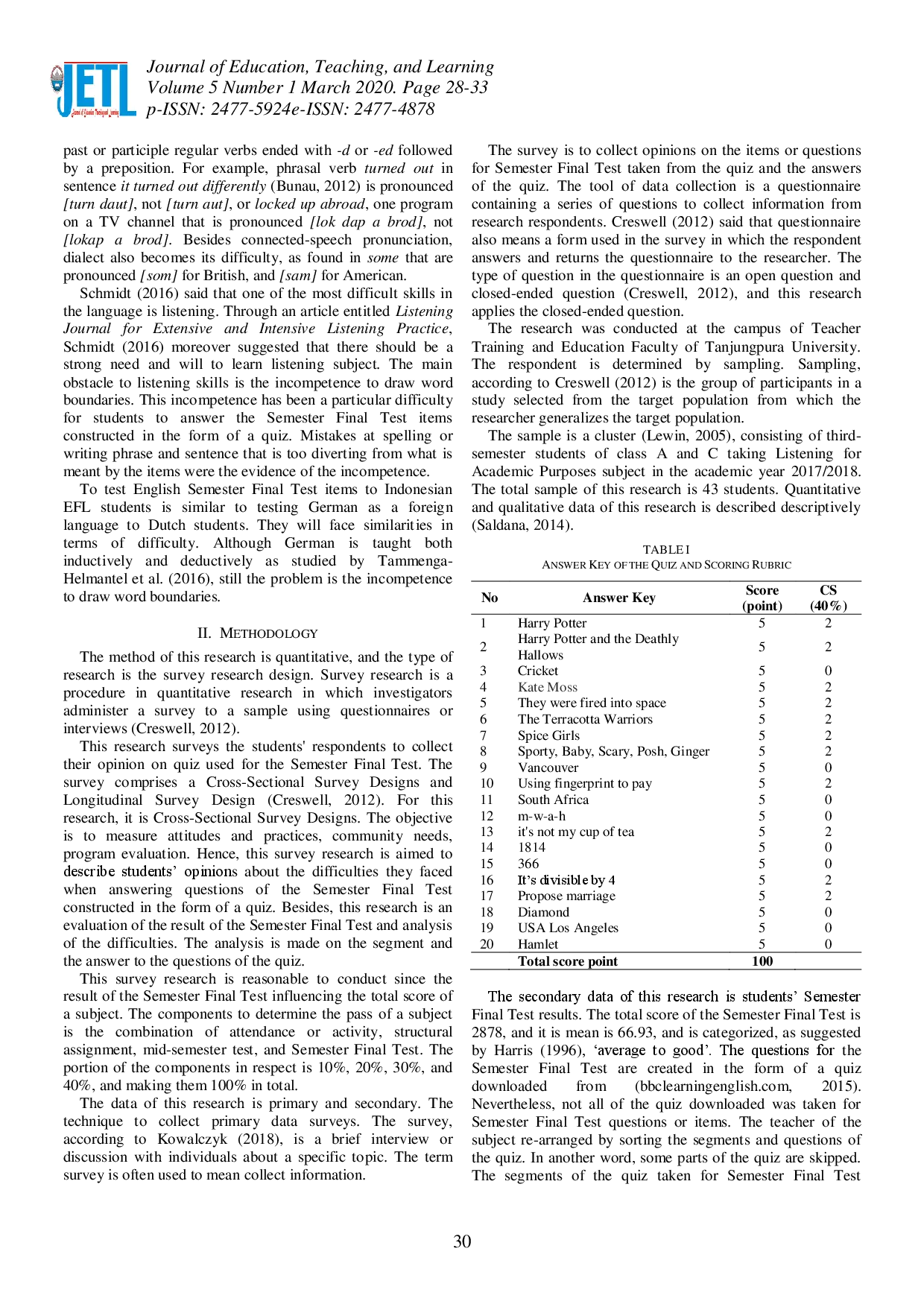 juris Studio Quiz Used as a Test to Comprehend Listening Skill Perception of English Education Study Program Student of Tanjungpura University
