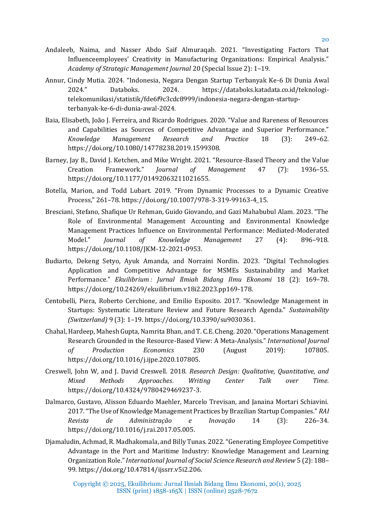 JURIS The Influence of Knowledge Management and Learning Organization on Competitive Advantage in Startups in Malang City with Organizational Creativity as a Mediating Variable A Study on Startup Companies