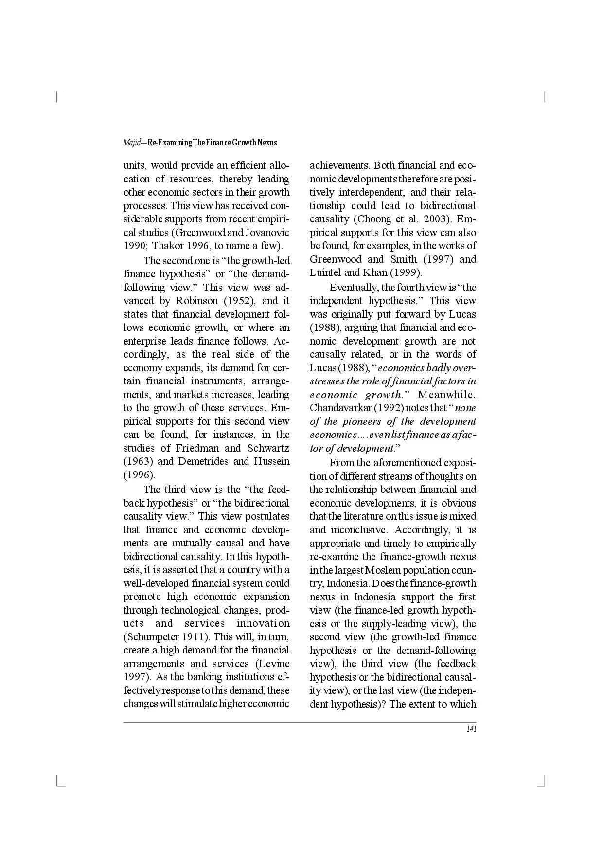 juris Re Examining the Finance Growth Nexus Empirical Evidence from Indonesia