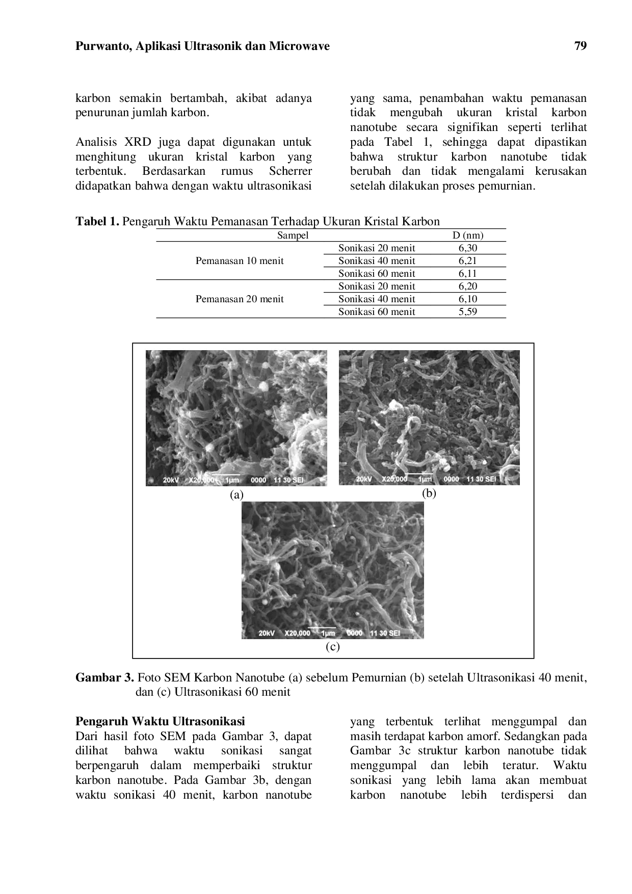 JURIS Aplikasi Ultrasonik Dan Microwave Untuk Memurnikan Karbon Nanotube Yang Disintesis Dengan Metode Dekomposisi Metana