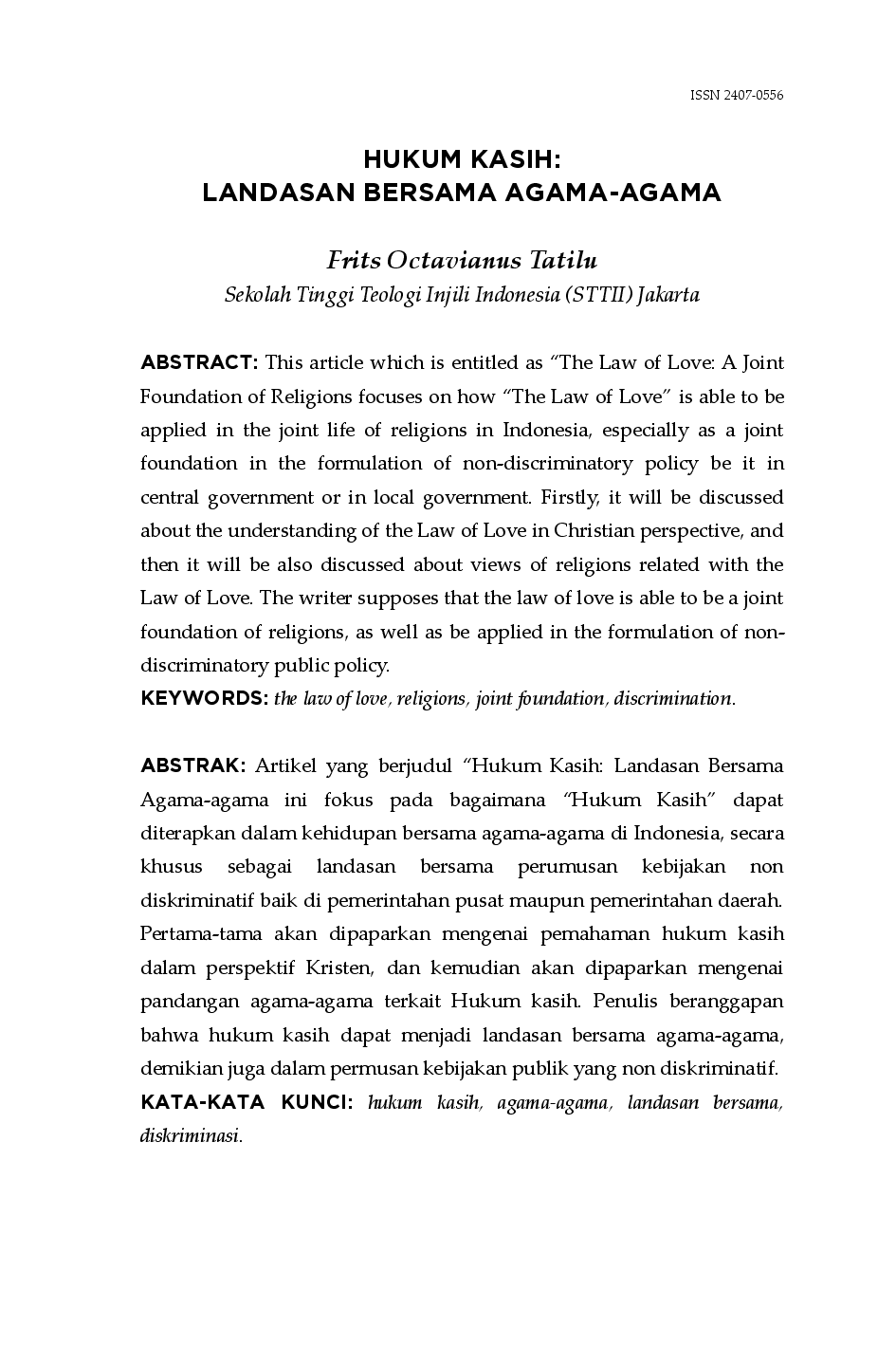 juris Hukum Kasih Landasan Bersama Agama agama