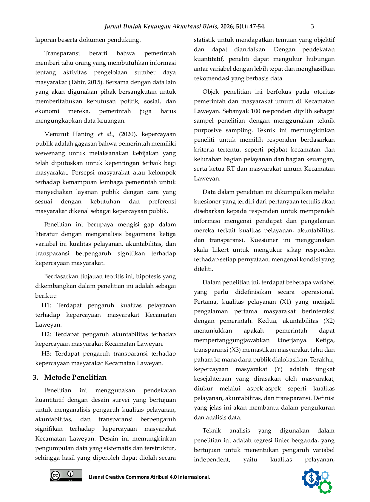 JURIS Kualitas Pelayanan Akuntabilitas dan Transparansi Informasi Keuangan Terhadap Kepercayaan Masyarakat