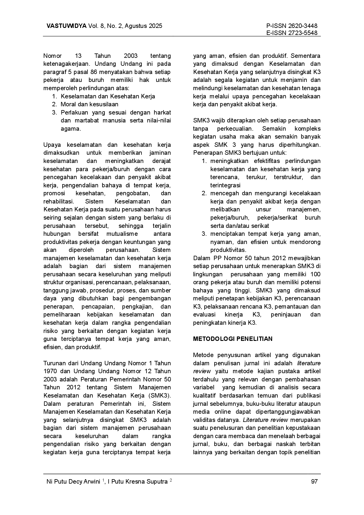 juris Aplikasi Sistem Manajemen Keselamatan Dan Kesehatan Kerja Di Gudang Semen