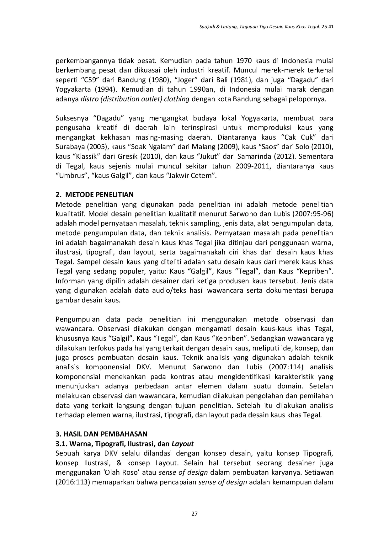 JURIS Tinjauan Tiga Desain Kaus Khas Tegal