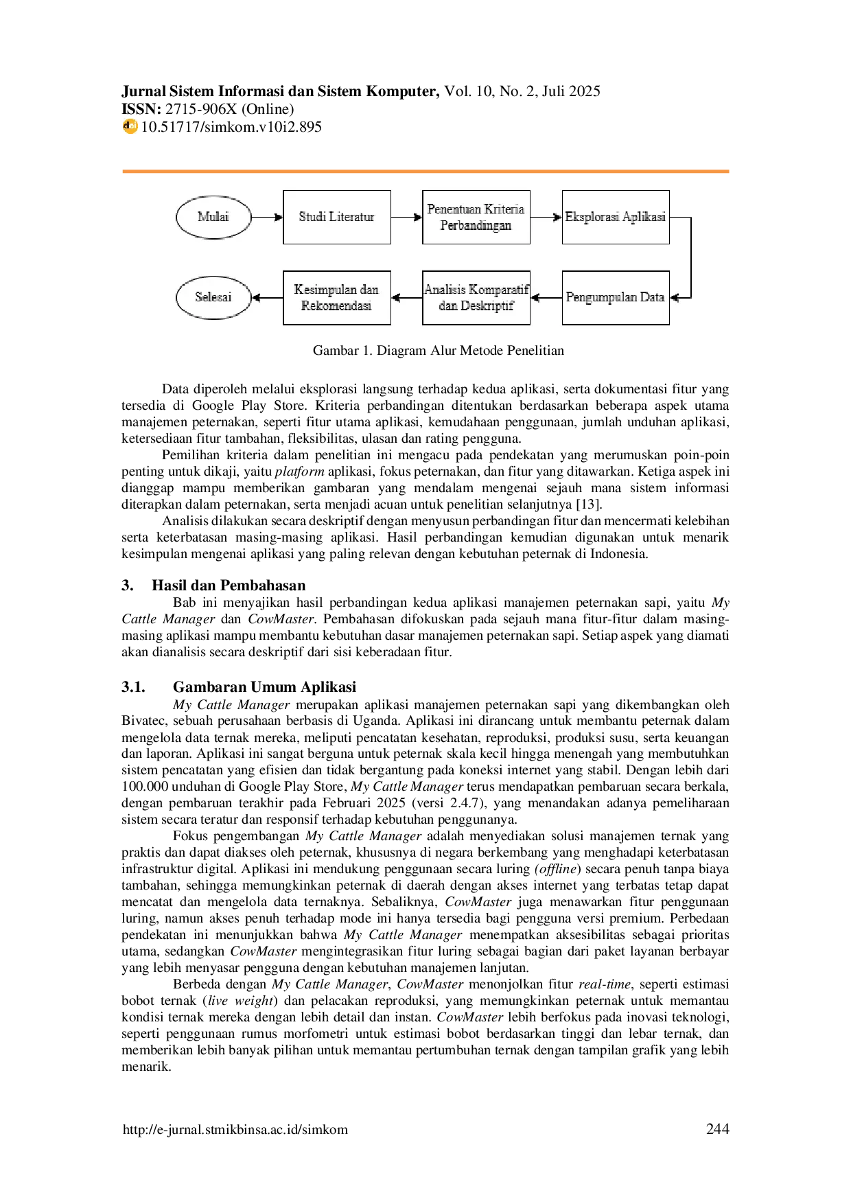 JURIS Analisis Perbandingan Fitur Pada Aplikasi My Cattle Manager dan CowMaster Untuk Managemen Peternakan Sapi