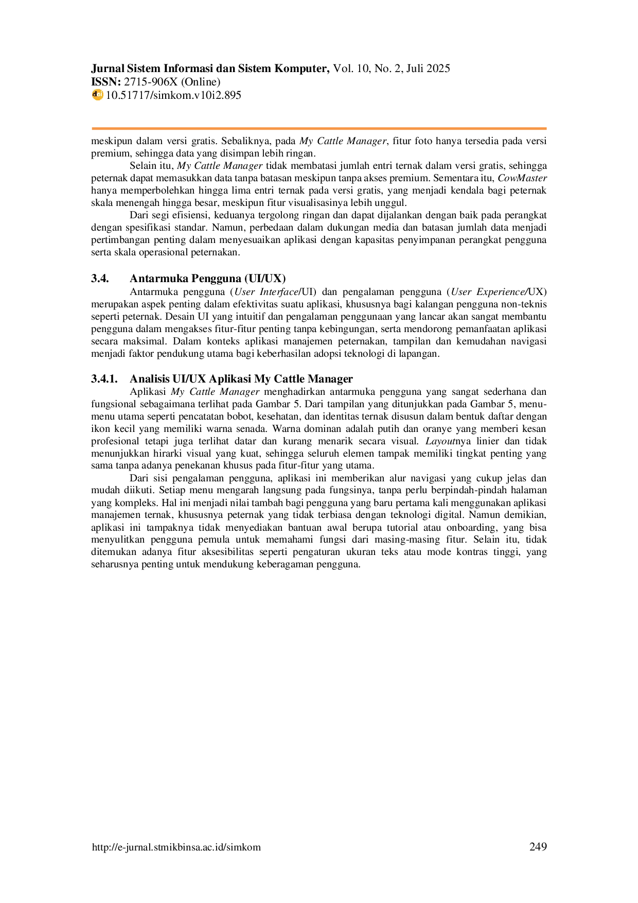 JURIS Analisis Perbandingan Fitur Pada Aplikasi My Cattle Manager dan CowMaster Untuk Managemen Peternakan Sapi