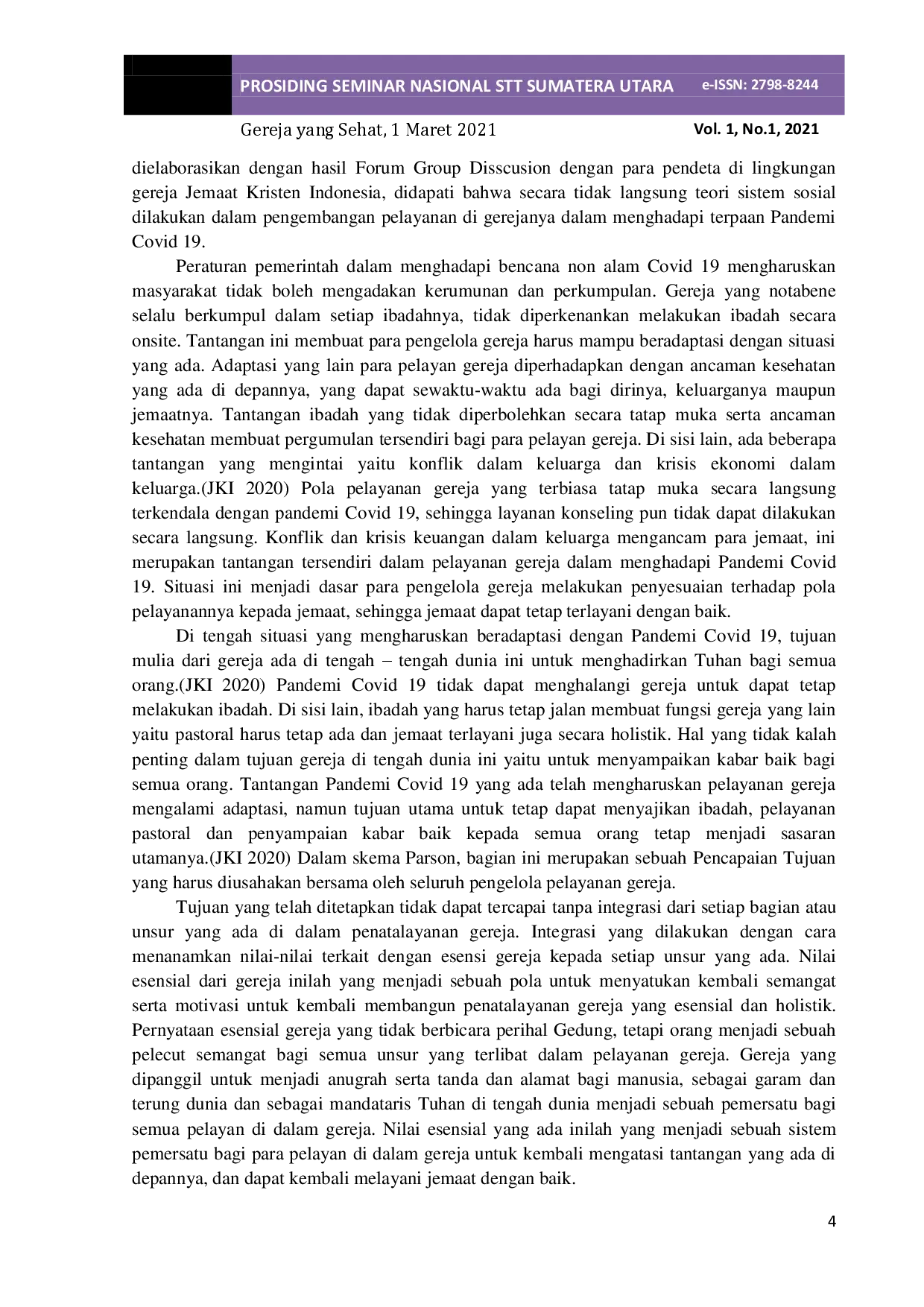 JURIS Adapt or Perish Pelayanan Gereja yang Relevan dalam Masa dan Pasca Pandemi