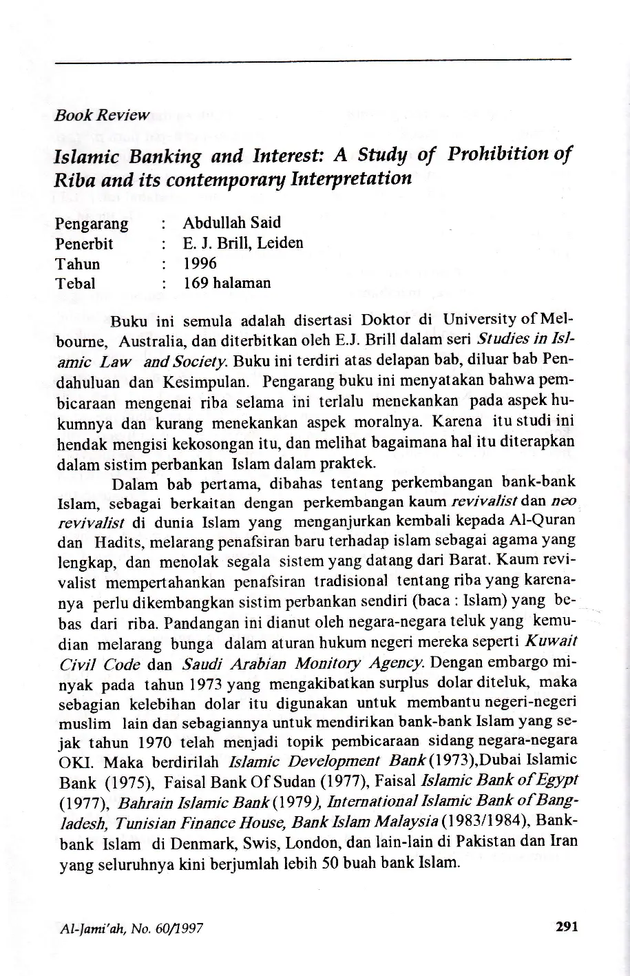 JURIS Islamic Banking and Interest A Study of Prohibition of Riba and its Contemporary Interpretation