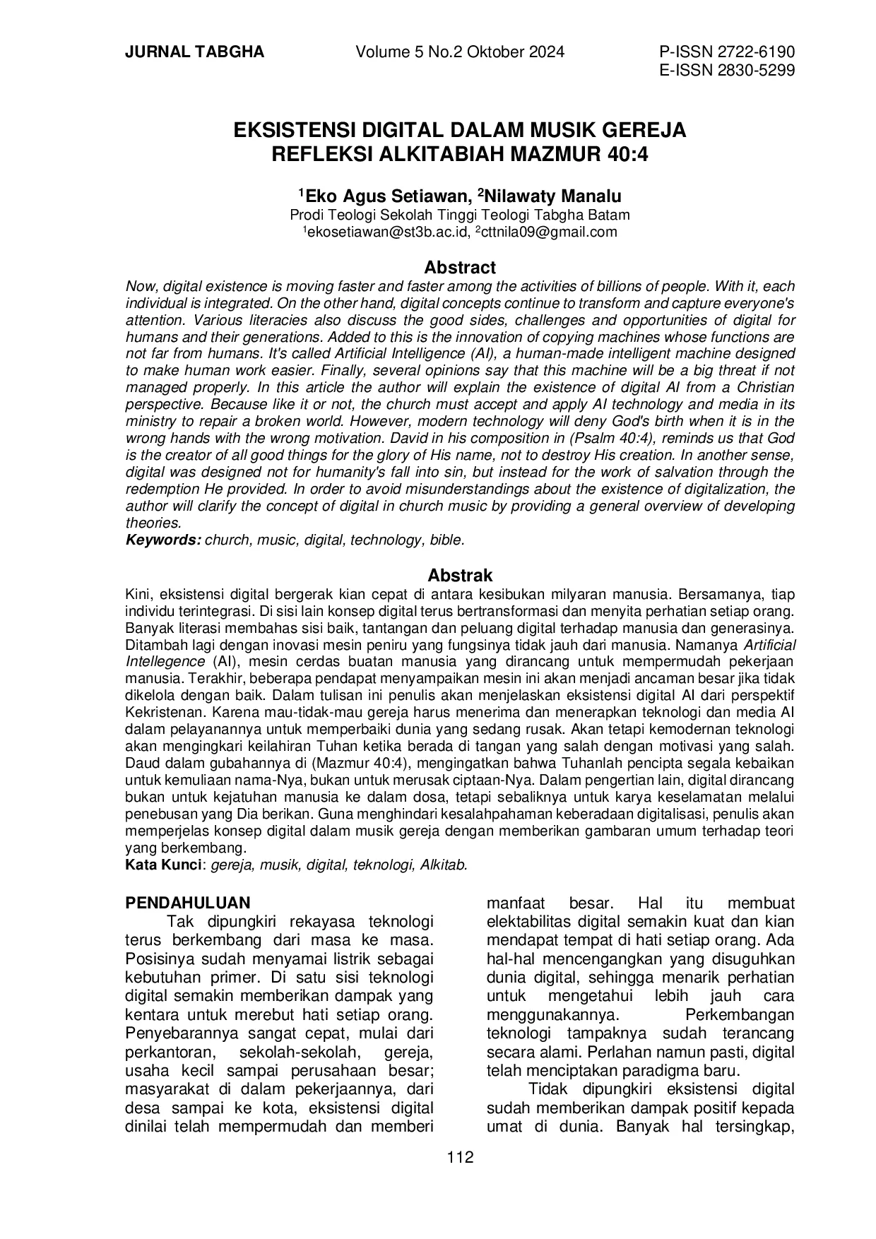 JURIS Eksistensi Digital Dalam Musik Gereja Refleksi Alkitabiah Mazmur 40 4