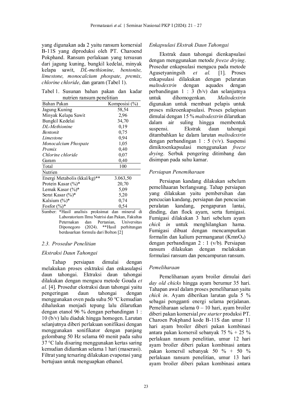 JURIS Panjang dan Bobot Jejunum yang Ditambah Enkapsulasi Ekstrak Daun Tahongai Kleinhovia Hospita L pada Ransum Ayam Broiler dengan Dipelihara pada Kepadatan Tinggi