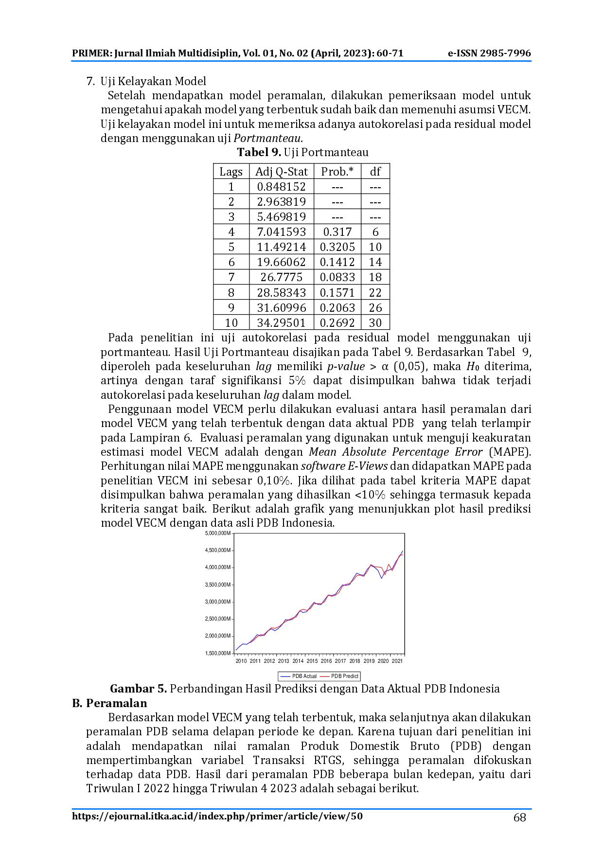 juris Pemodelan Produk Domestik Bruto PDB Dengan Pendekatan Vector Error Correction Model VECM