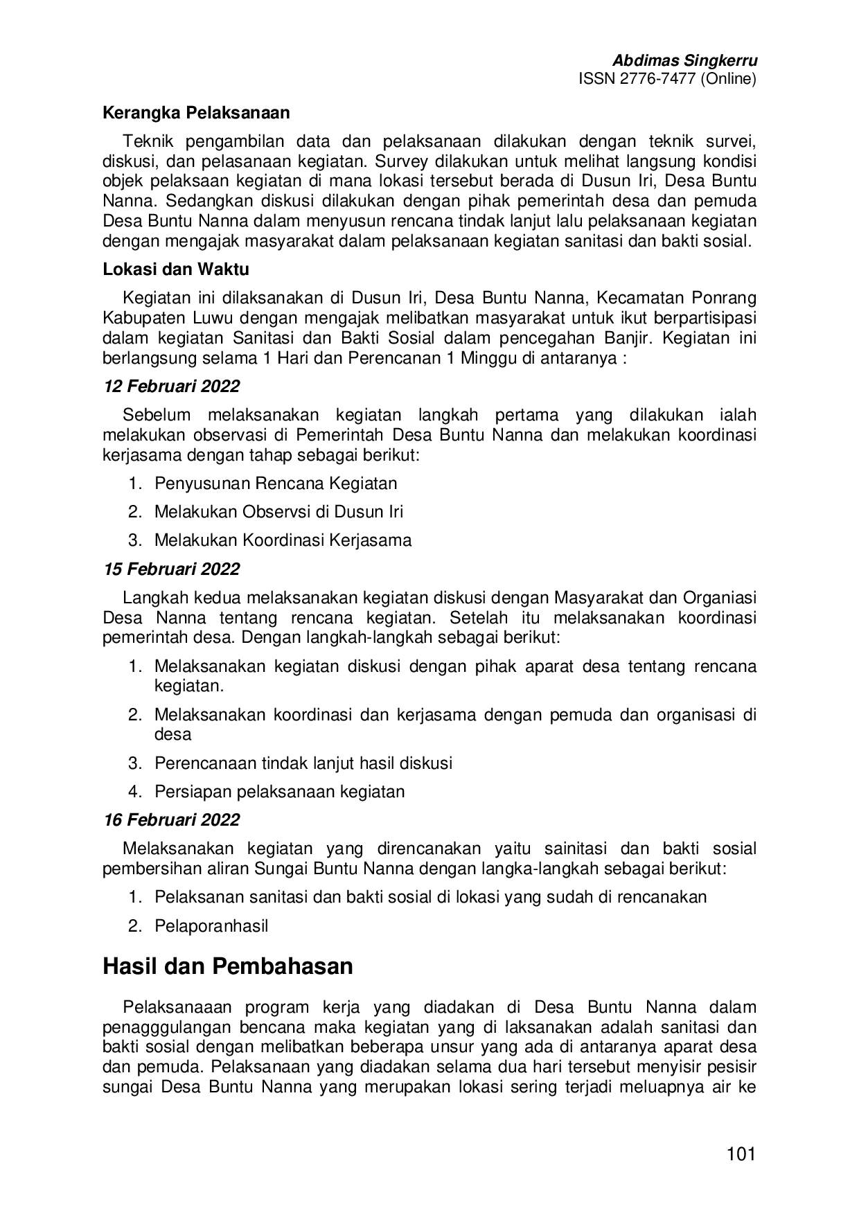 JURIS Sanitasi dan Bakti Sosial Dalam Pencegahan Bencana Banjir di Kawasan Pesisir Aliran Sungai Rawan Banjir