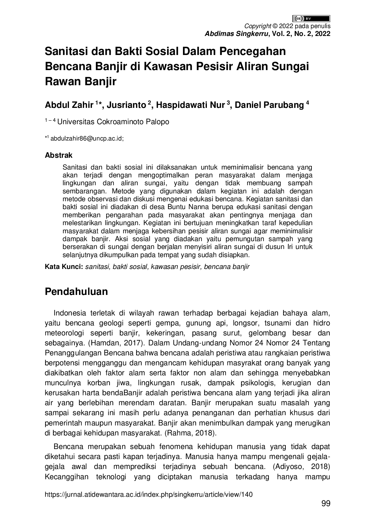 JURIS Sanitasi dan Bakti Sosial Dalam Pencegahan Bencana Banjir di Kawasan Pesisir Aliran Sungai Rawan Banjir