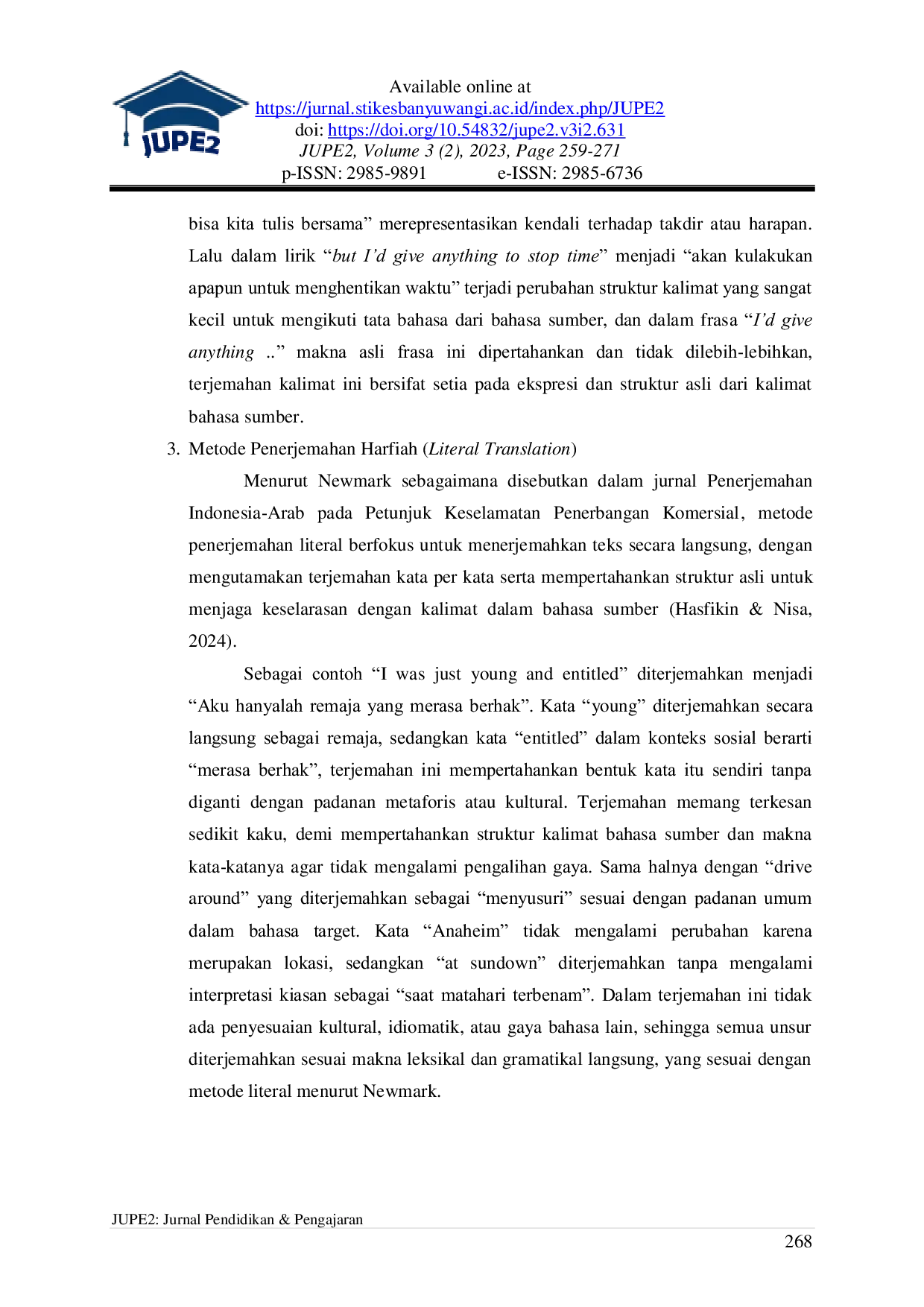 JURIS Analisis Idiomatik dalam Terjemahan Lagu Anaheim dan Paths Karya Nicole Zefanya