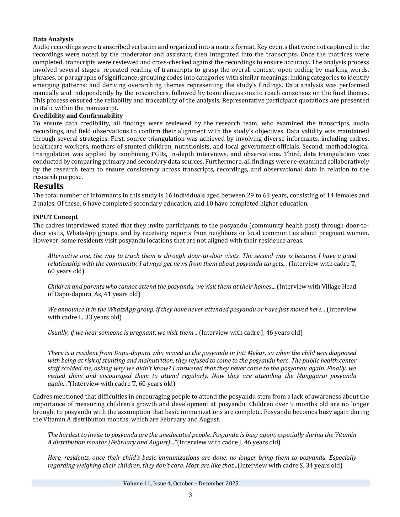 JURIS Strengthening the Role of Community Health Workers in High Stunting Prevalence Areas of Kendari City Southeast Sulawesi Province Indonesia A Qualitative Study
