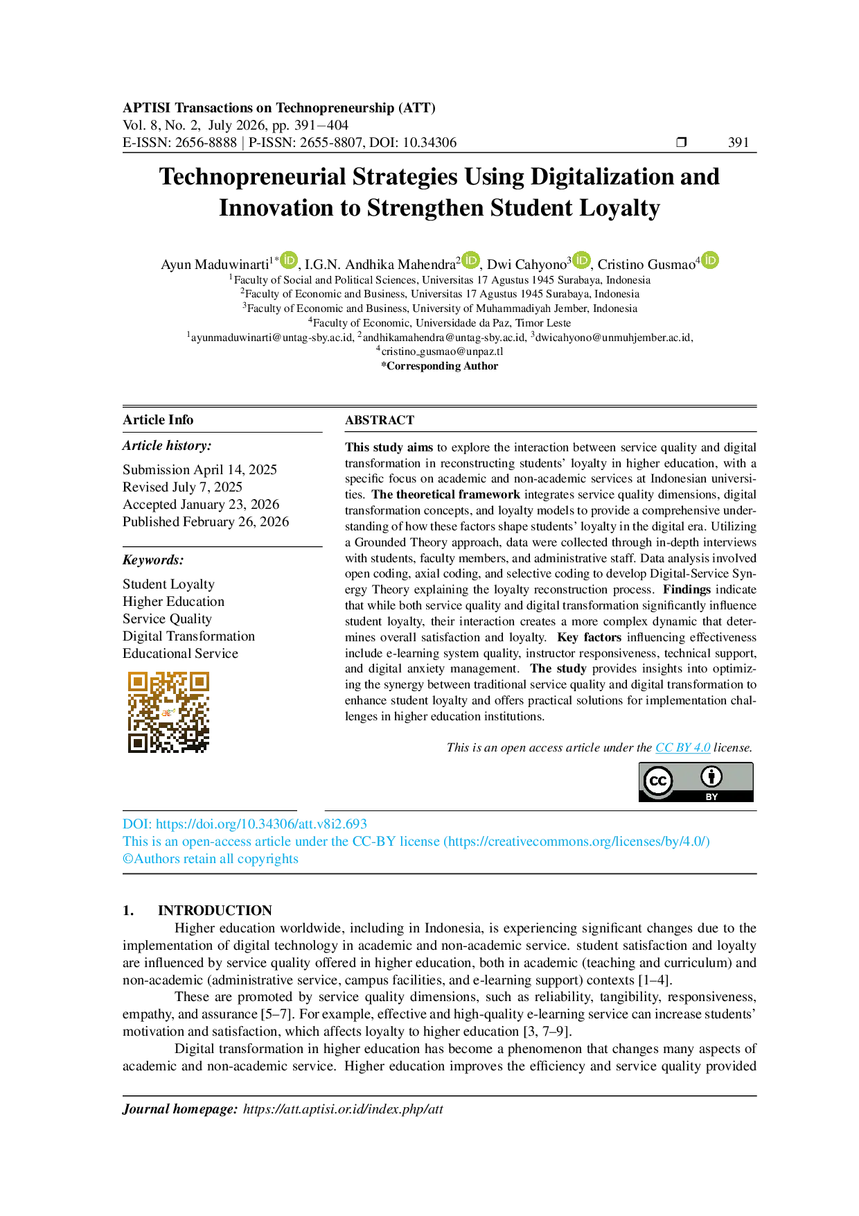 JURIS Technopreneurial Strategies Using Digitalization and Innovation to Strengthen Student Loyalty