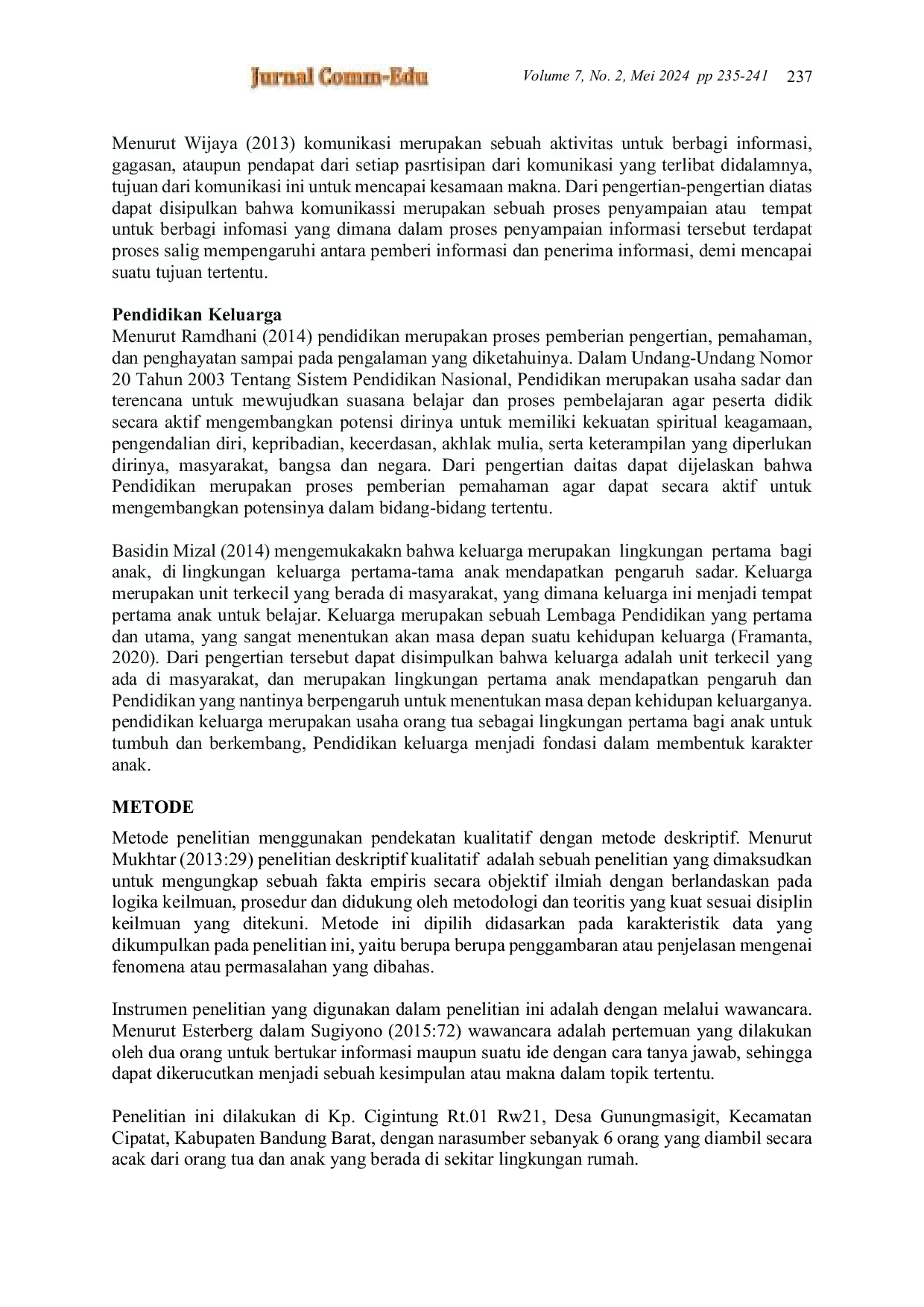 JURIS Peran Komunikasi Dalam Keluarga Untuk Mencegah Penggunaan Bahasa Negatif Pada Anak