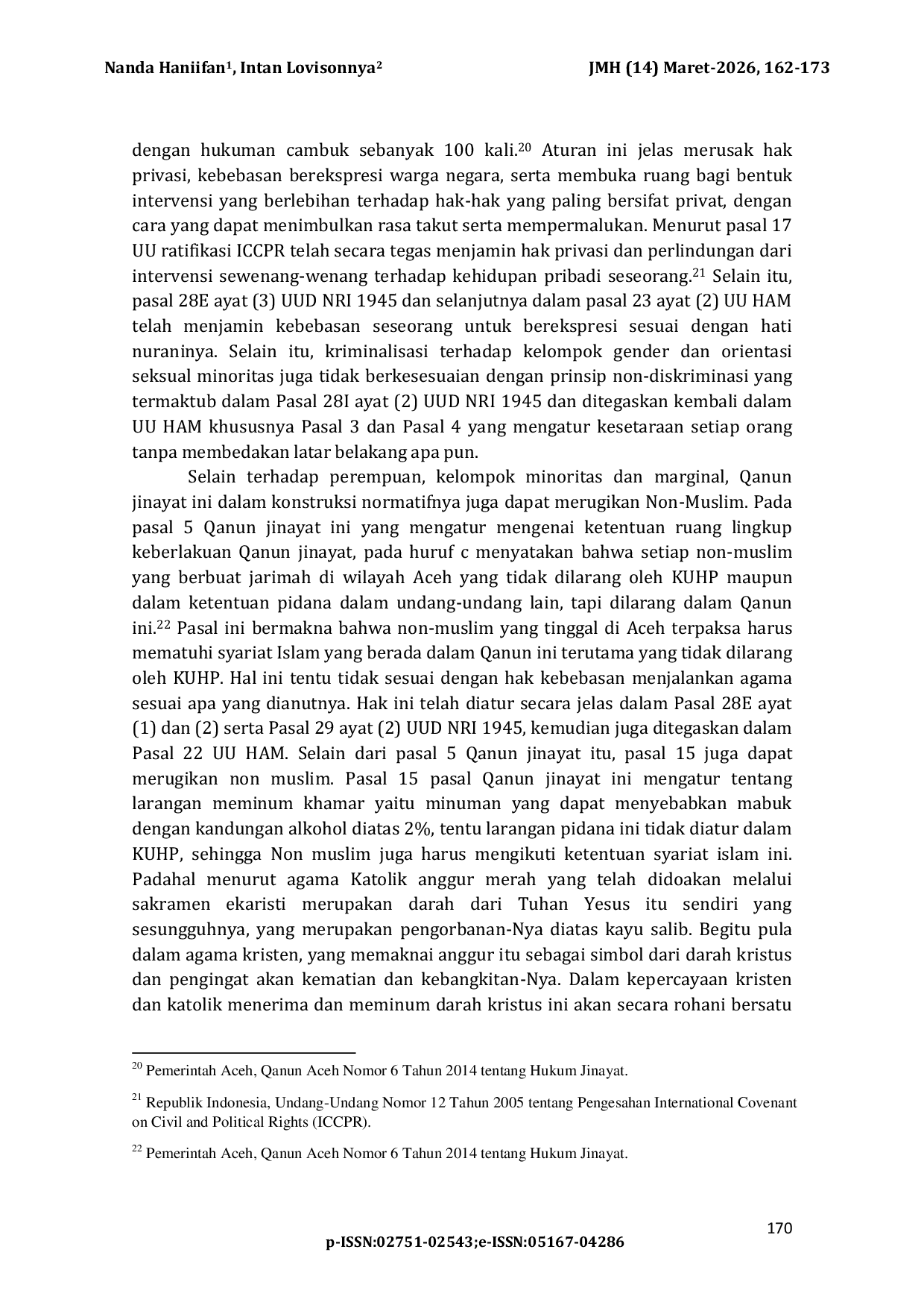 JURIS Tinjauan Yuridis Qanun Jinayat Aceh terhadap Diskriminasi dan Stigmatisasi Sosial dalam Prinsip Hak Asasi Manusia A Legal Review of the Aceh Criminal Code Regarding Discrimination and Social Stigmati