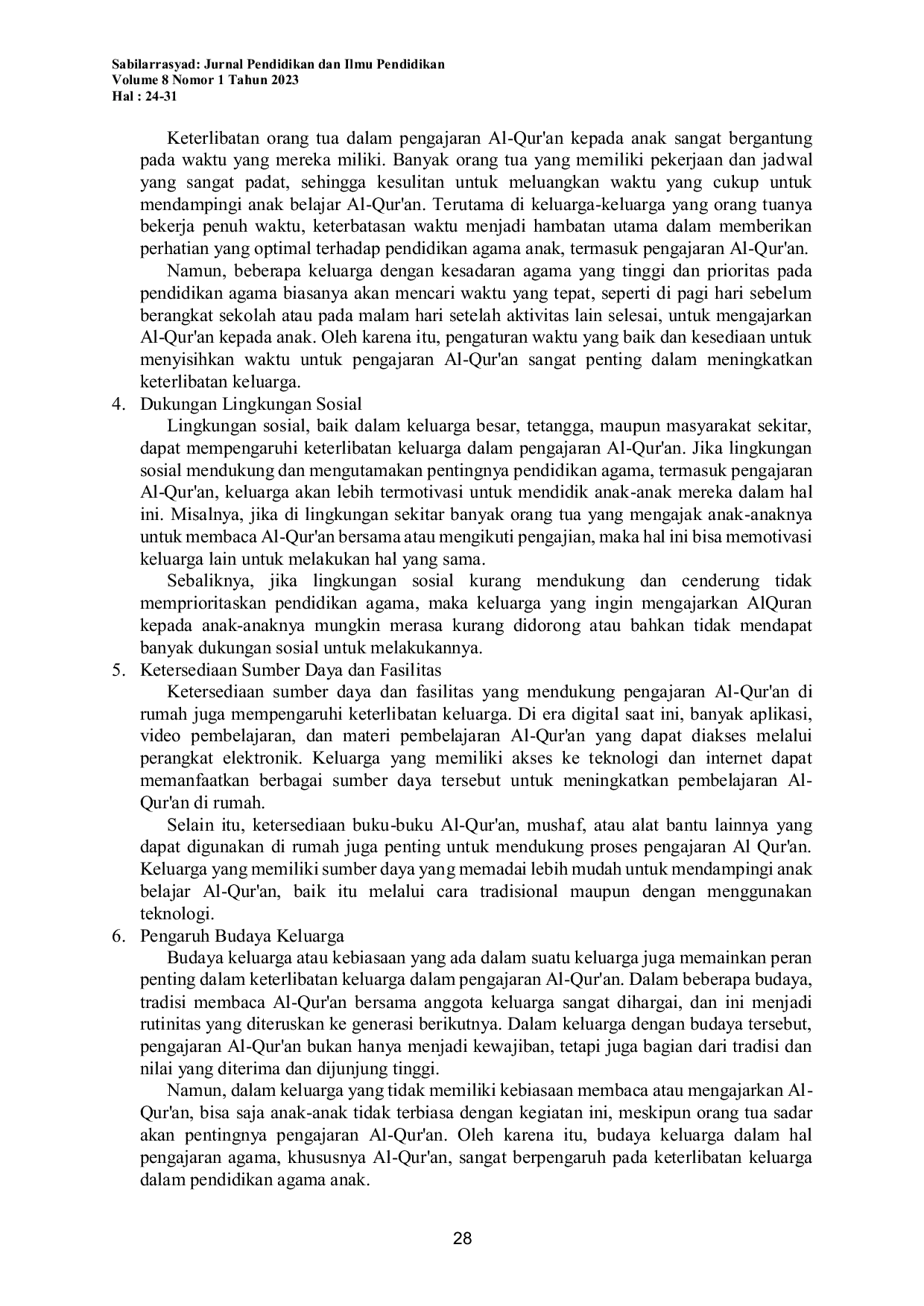 JURIS Peran Keluarga Dalam Mengajarkan Al Qur an Kepada Siswa MTs Univa Medan