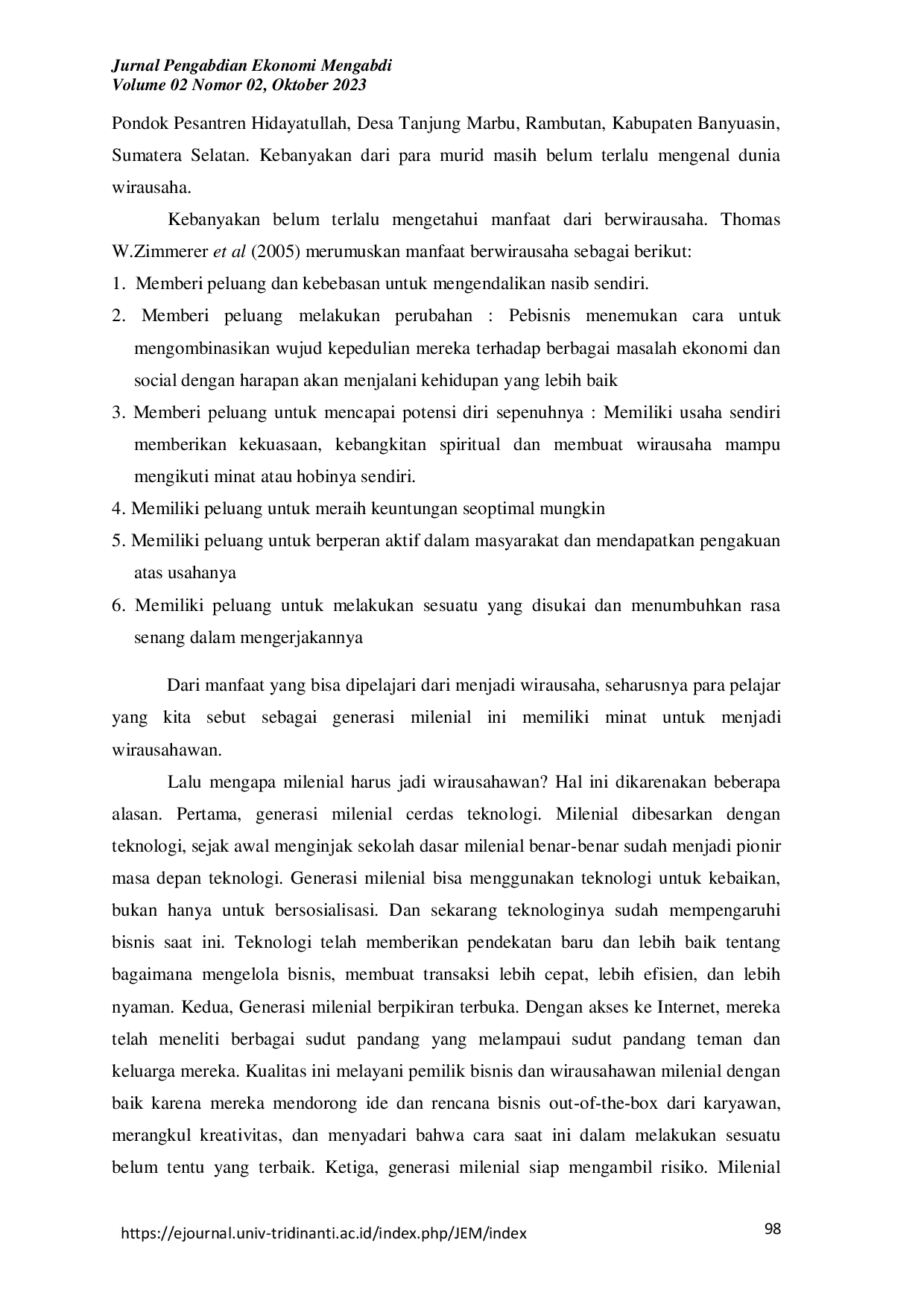 JURIS Penyuluhan Pentingnya Menumbuhkan Minat Wirausaha Sejak Dini untuk Siswa Madrasah Mardhatillah Pondok Pesantren Hidayatullah