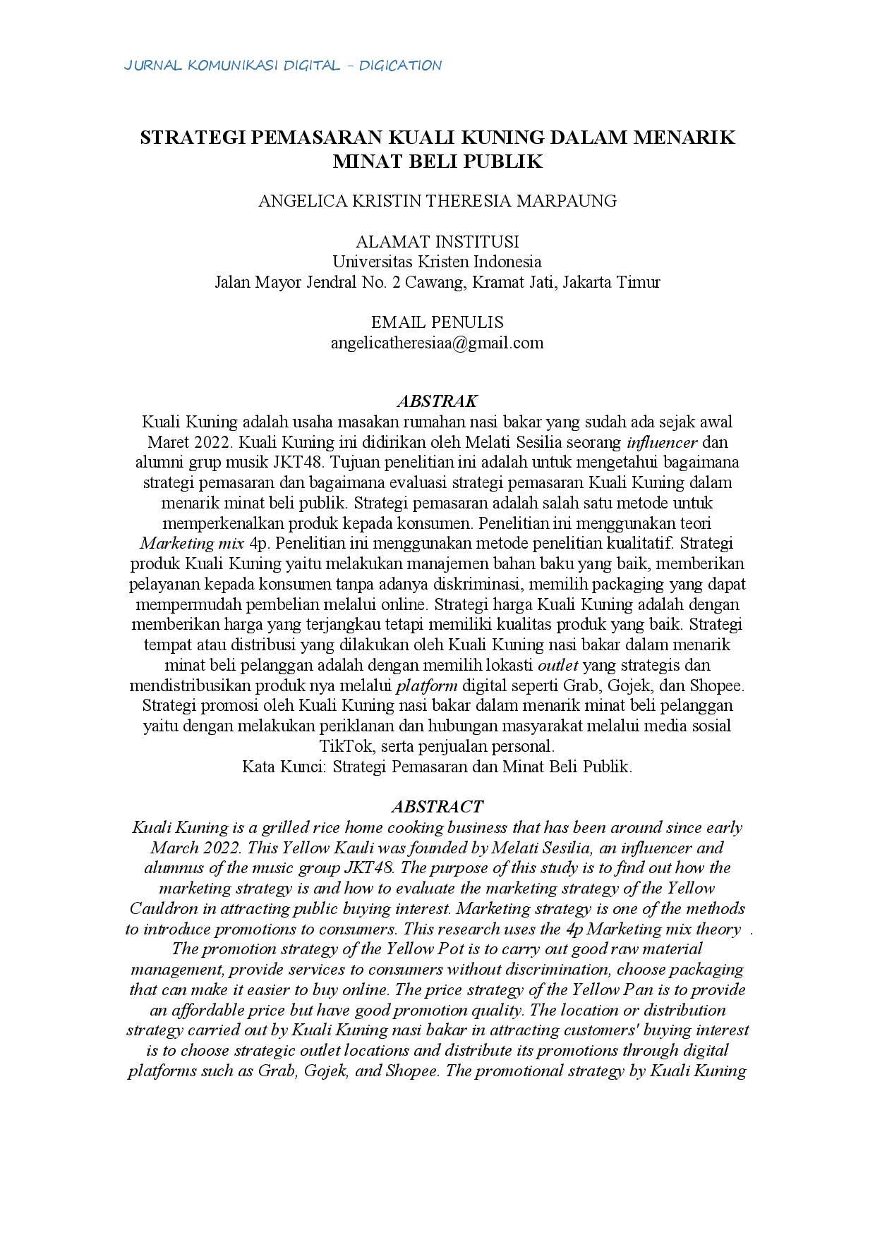 juris Strategi Pemasaran Kuali Kuning dalam Menarik Minat Beli Publik