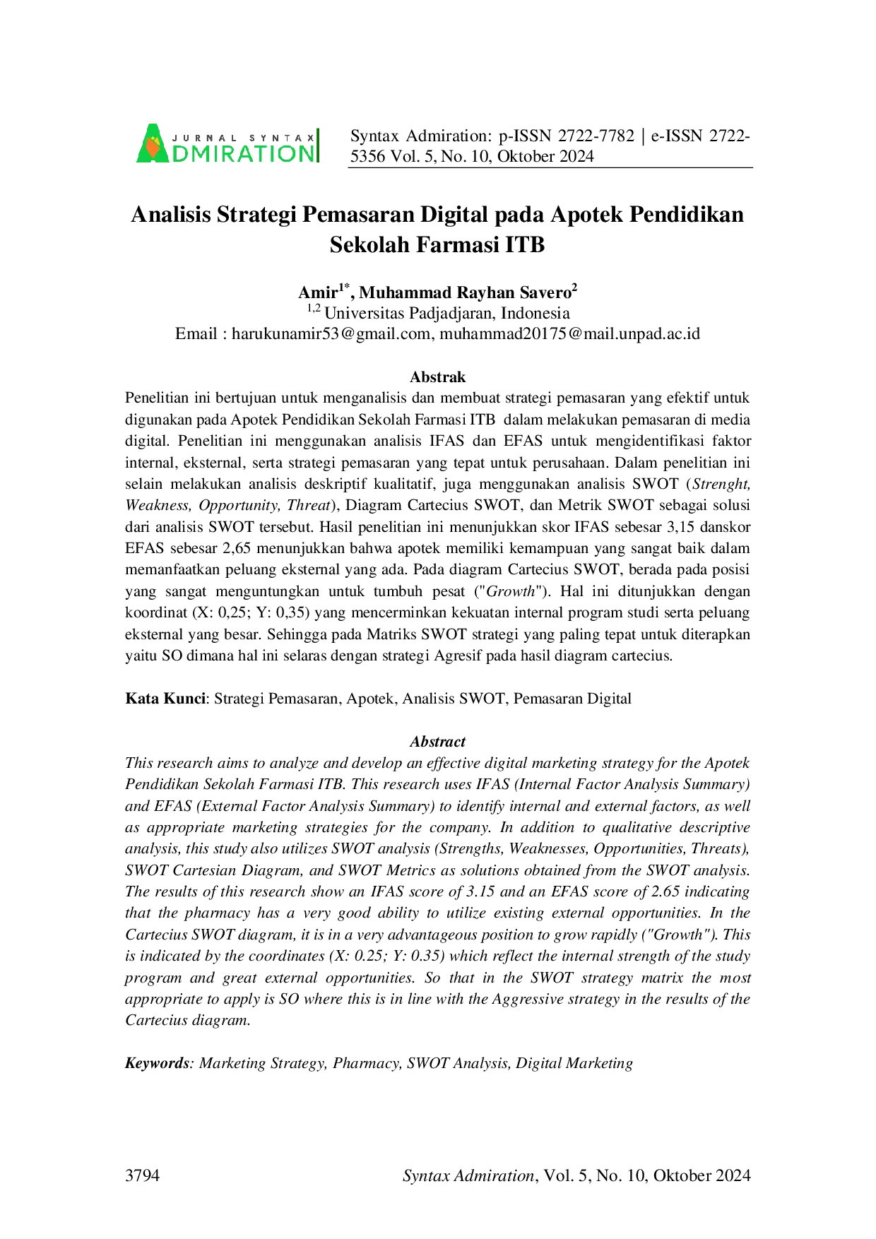 JURIS Analisis Strategi Pemasaran Digital pada Apotek Pendidikan Sekolah Farmasi ITB