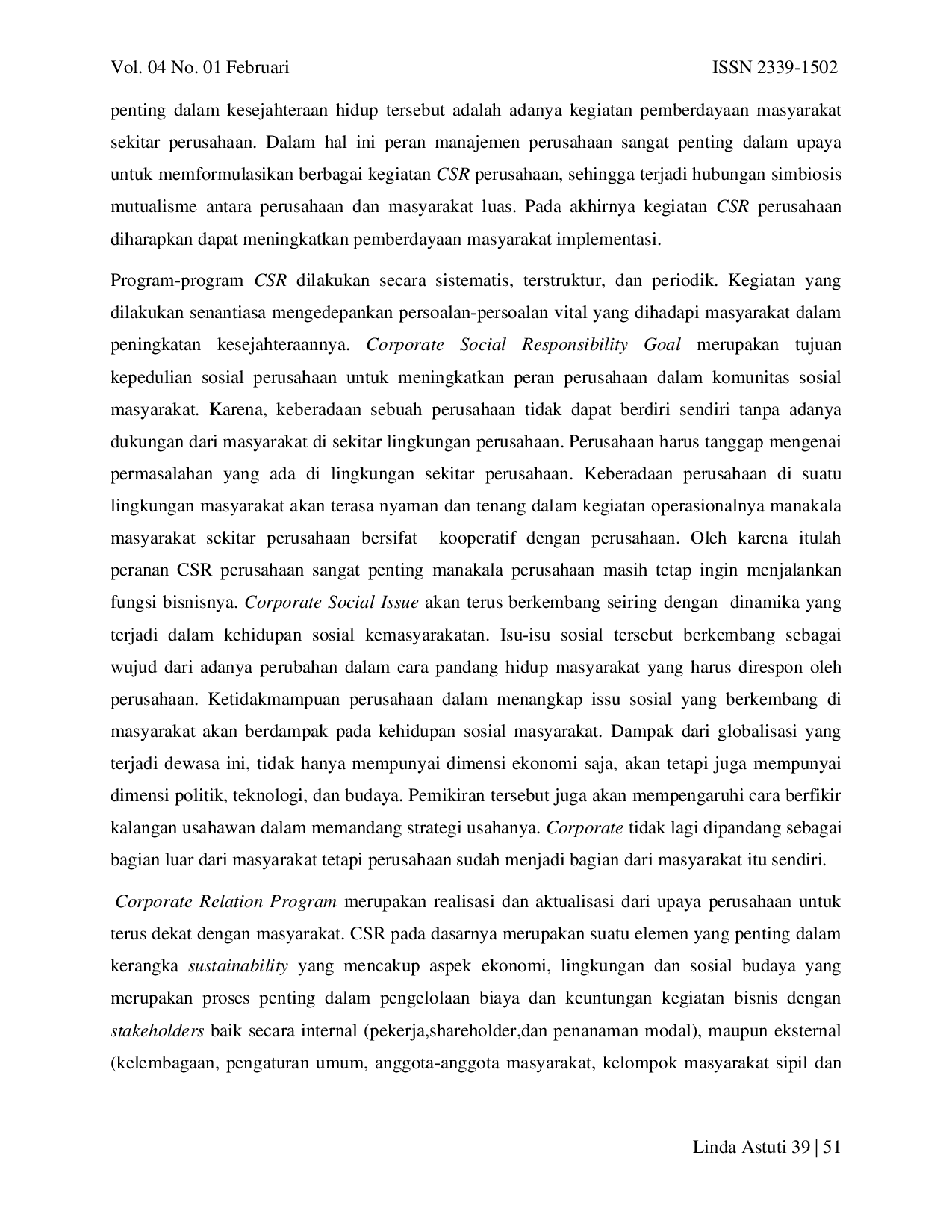 juris Pengaruh Corporate Social Responsibility CSR Terhadap Kesejahteraan Masyarakat Di Sekitar PT Panca Usaha Palopo Plywood