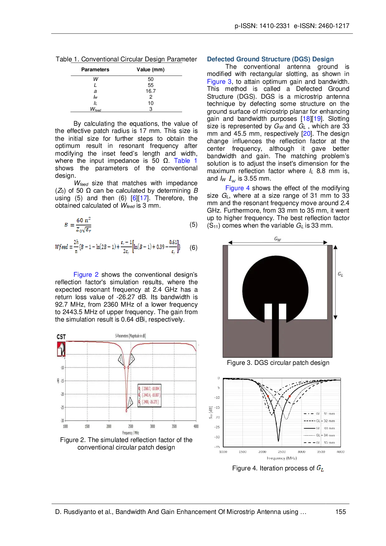 JURIS Bandwidth and Gain Enhancement of Microstrip Antenna Using Defected Ground Structure and Horizontal Patch Gap