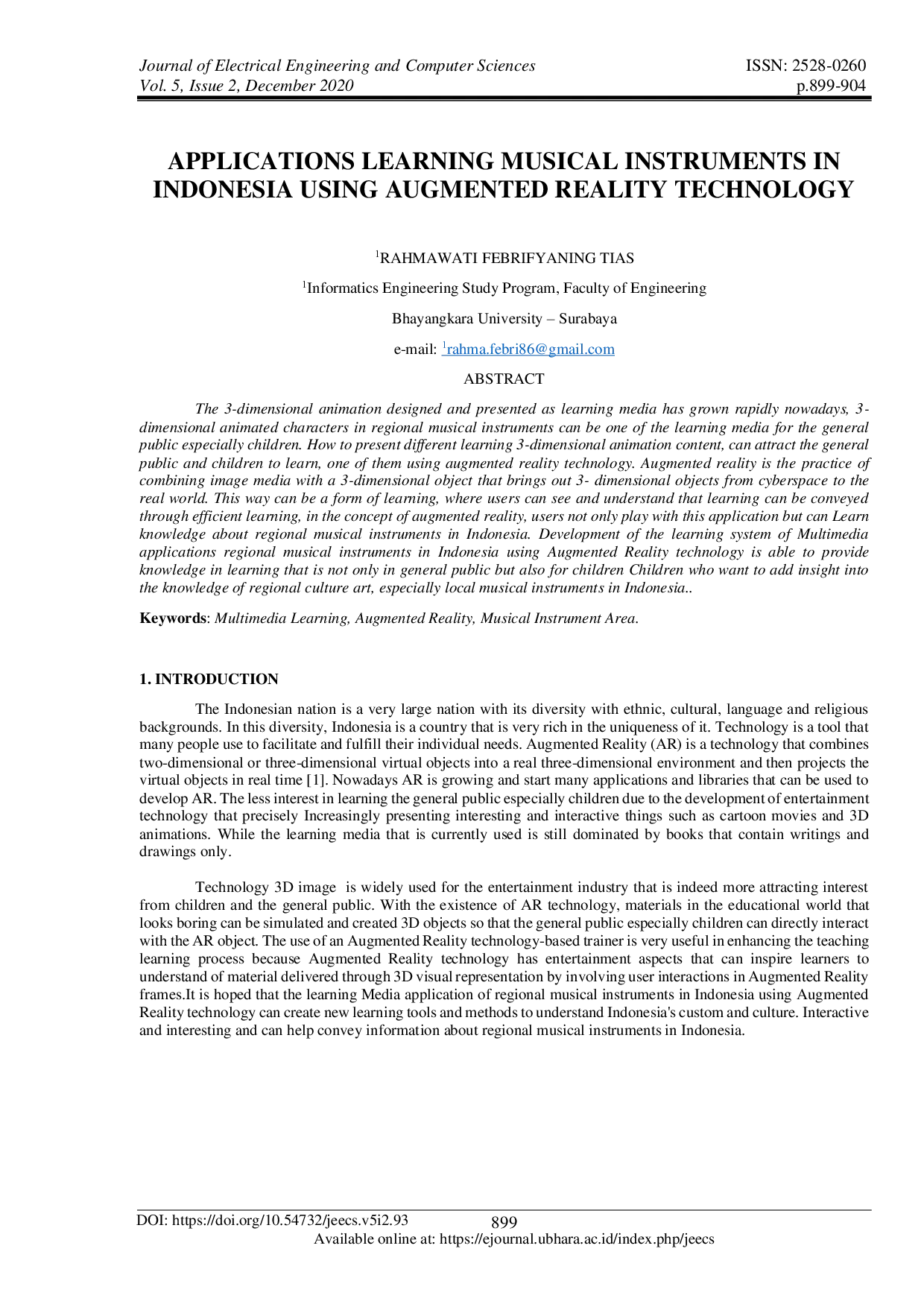 JURIS Applications Learning Musical Instruments in Indonesia Using Augmented Reality Technology