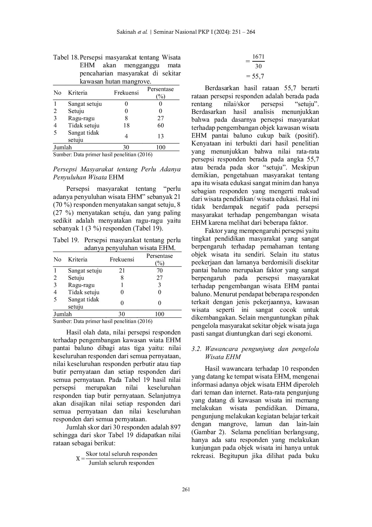 JURIS Persepsi Masyarakat terhadap Pengembangan Wisata Edukasi Hutan Mangrove EHM di Pantai Baluno Kecamatan Sendana Kabupaten Majene Sulawesi Barat