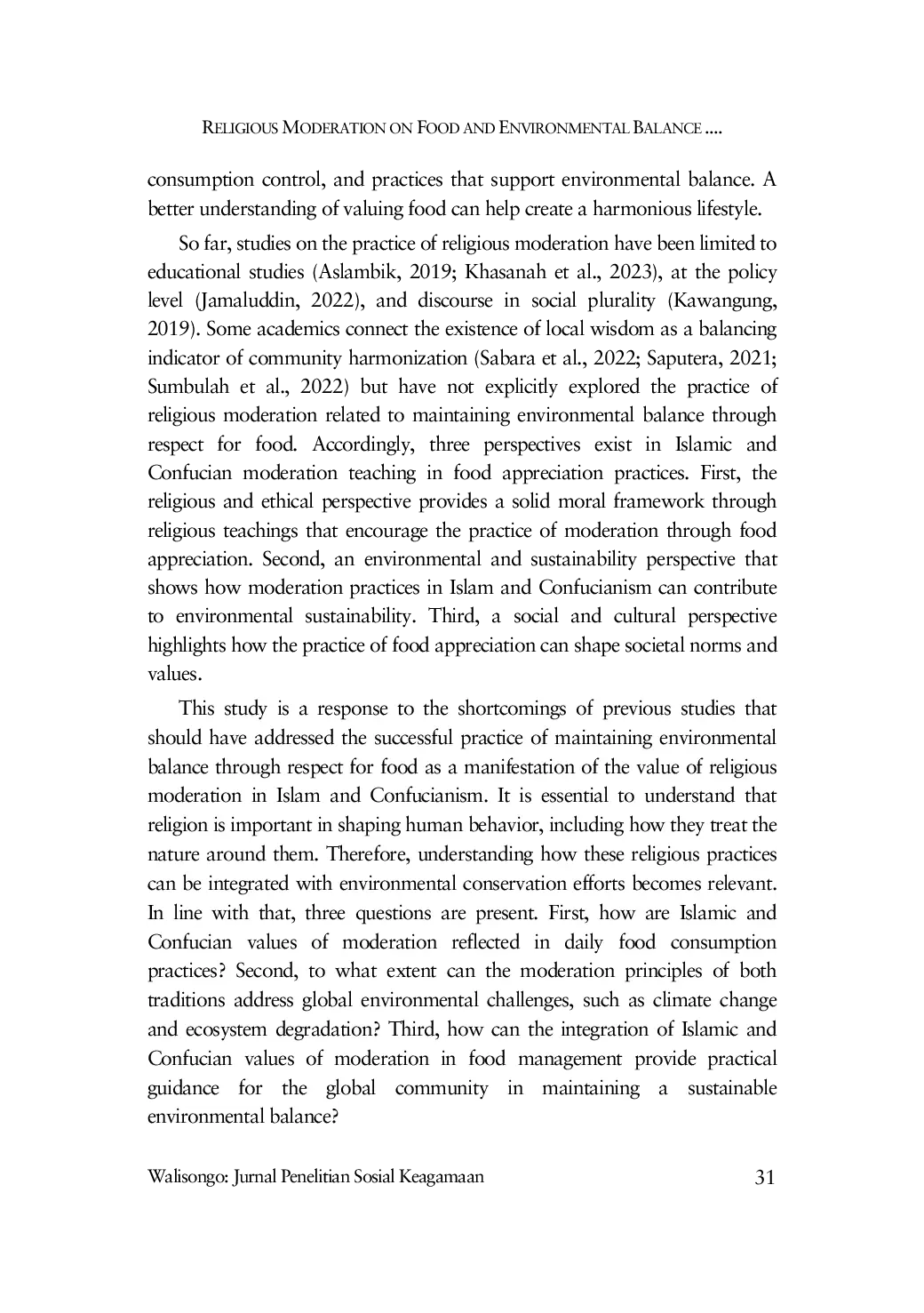 JURIS Religious Moderation on Food and Environmental Balance Local Practices of Muslims and Confucians in Pontianak West Kalimantan