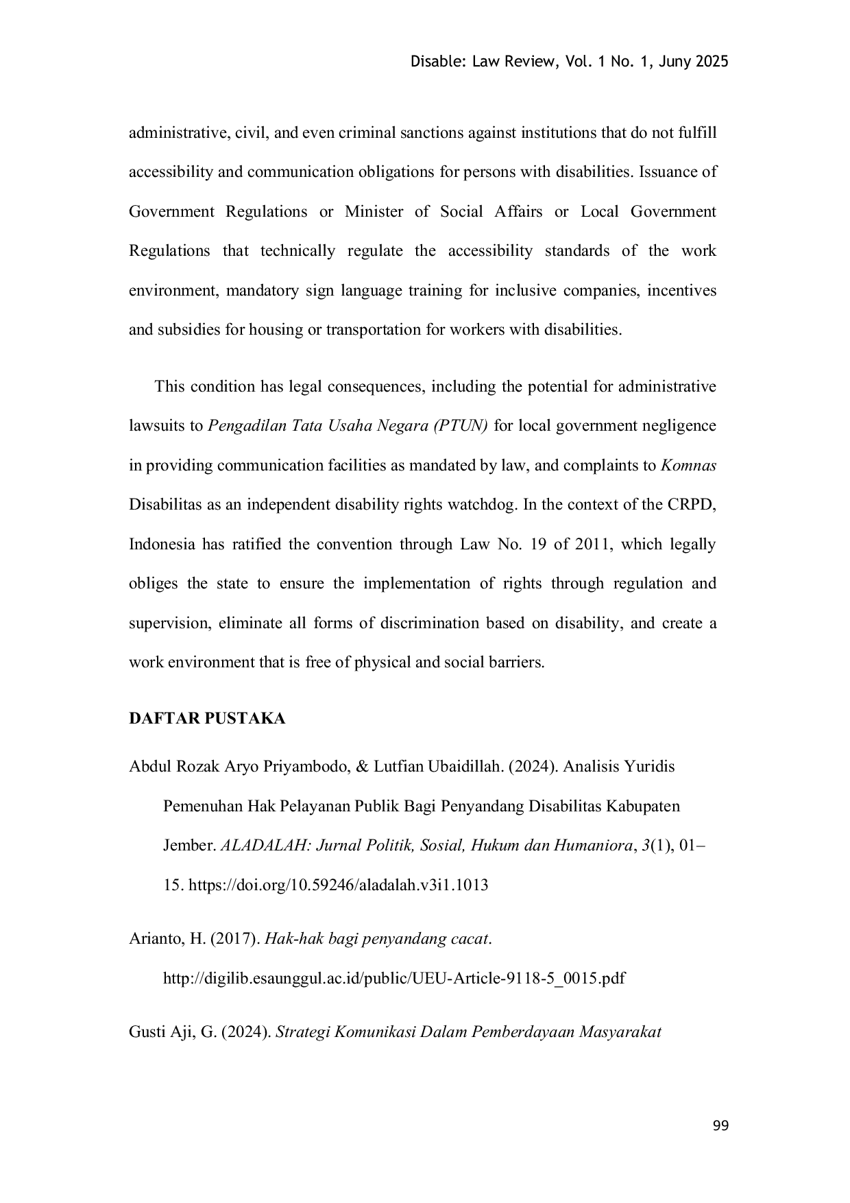 JURIS Violation of the Right to Decent Work for Persons with Disabilities