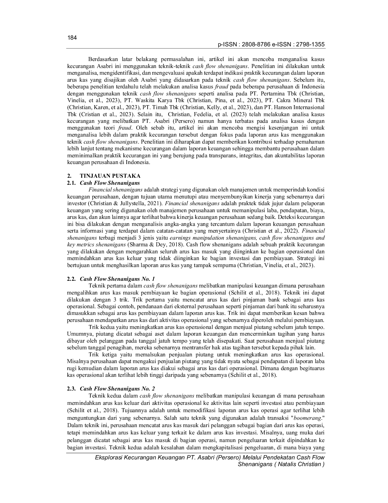 JURIS Eksplorasi Kecurangan Keuangan PT Asabri Persero Melalui Pendekatan Cash Flow Shenanigans