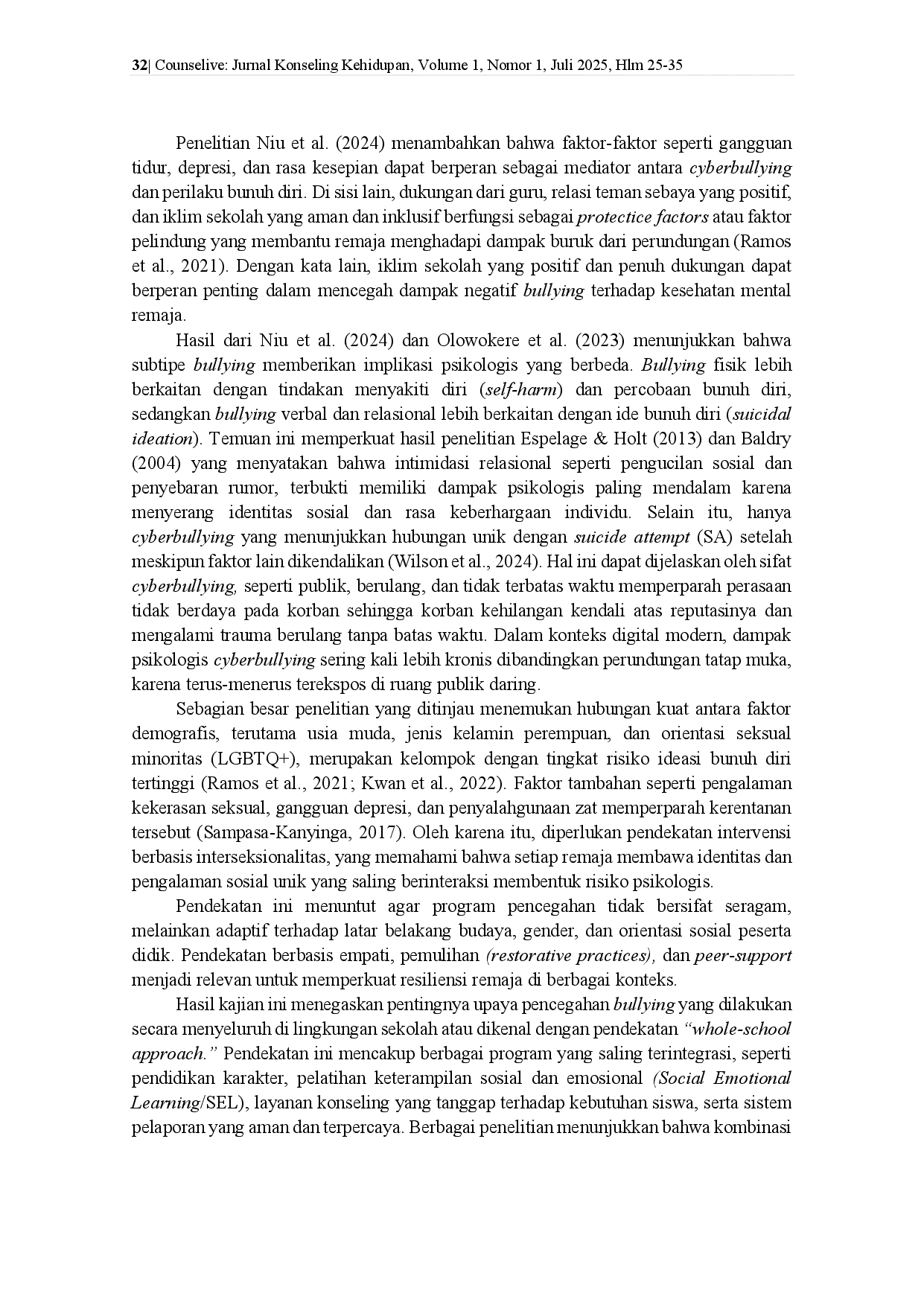 juris Faktor Risiko Bunuh Diri sebagai Dampak dari Bullying dan Cyberbullying pada Remaja