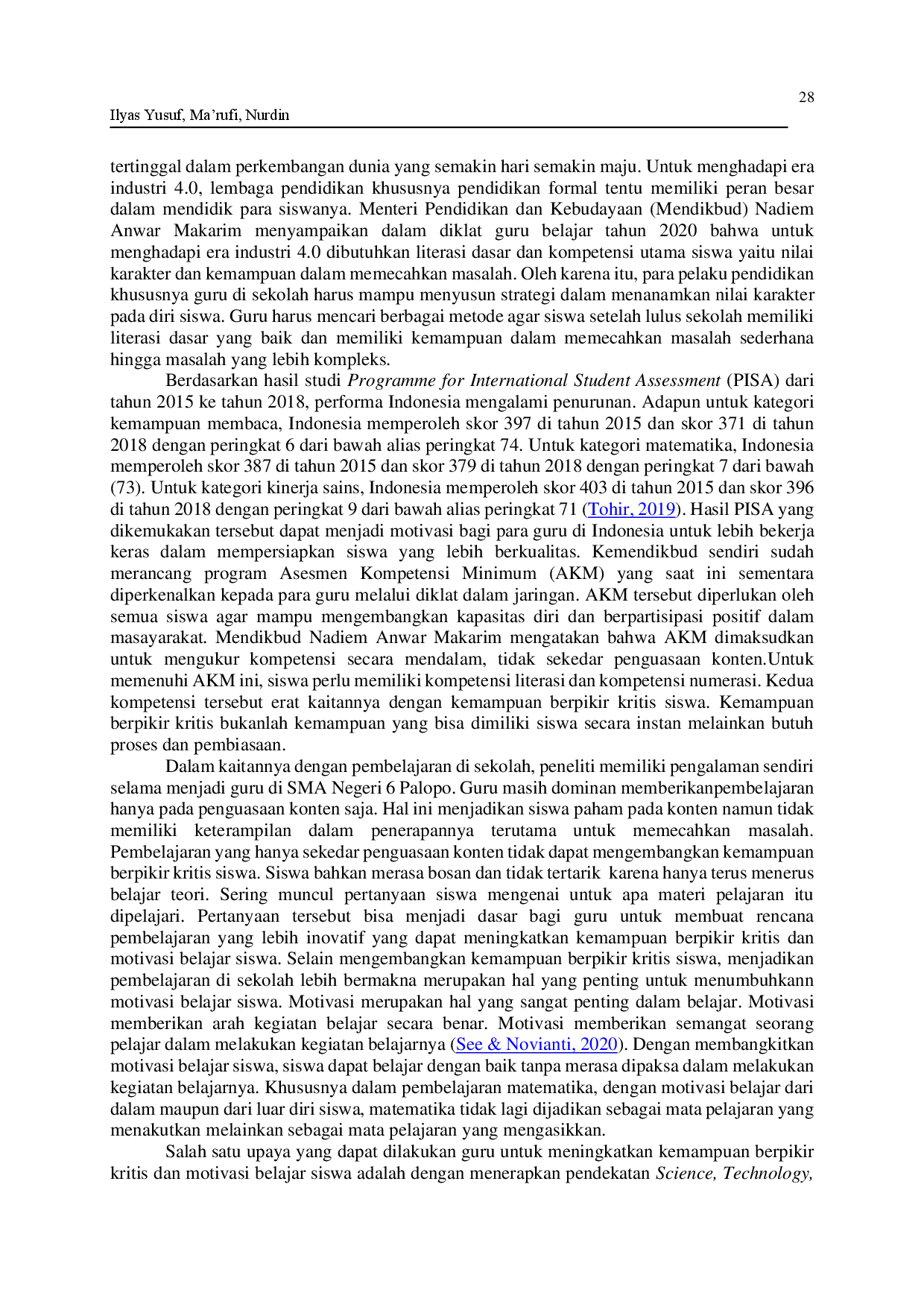 juris Pendekatan STEM untuk Meningkatkan Kemampuan Berpikir Kritis dan Motivasi Belajar Siswa pada Pembelajaran Matematika