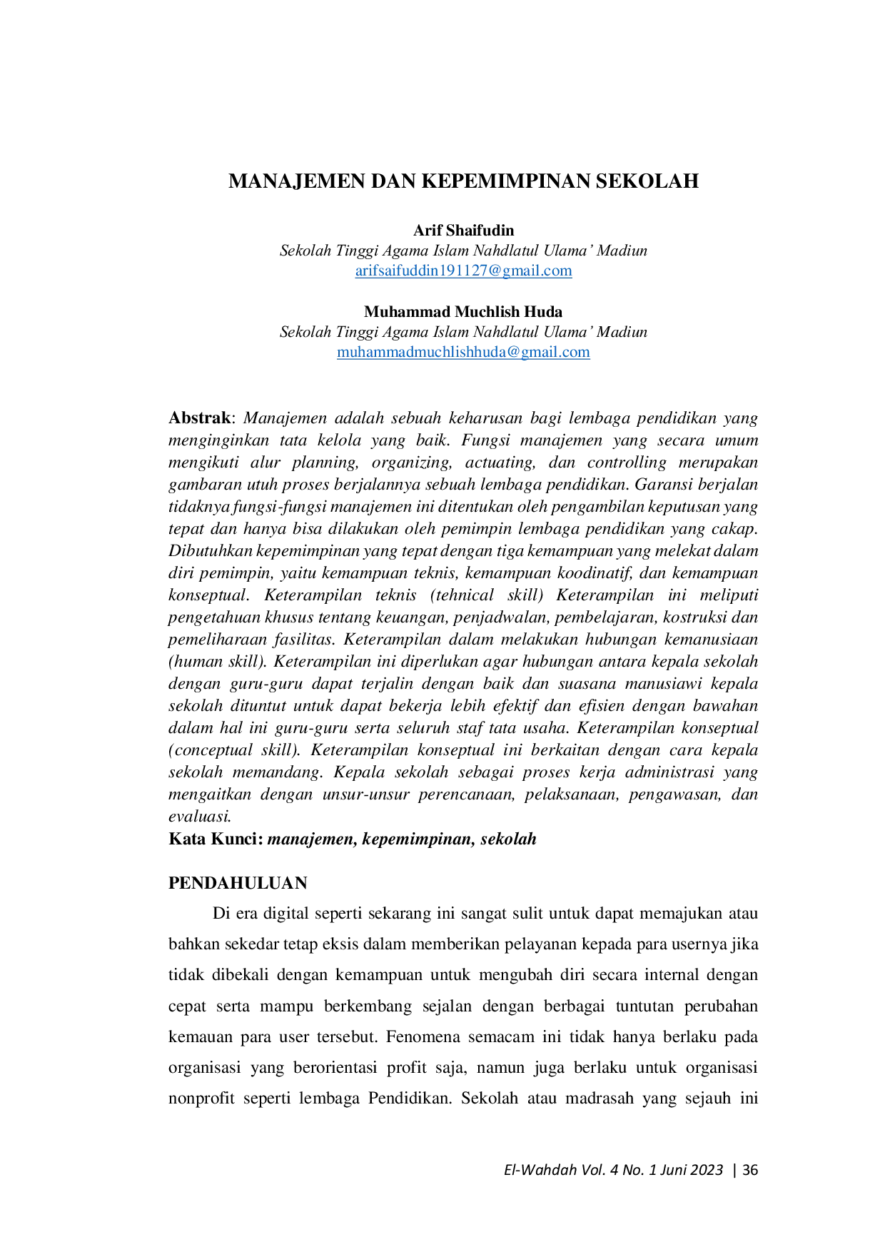 JURIS Manajemen Dan Kepemimpinan Sekolah