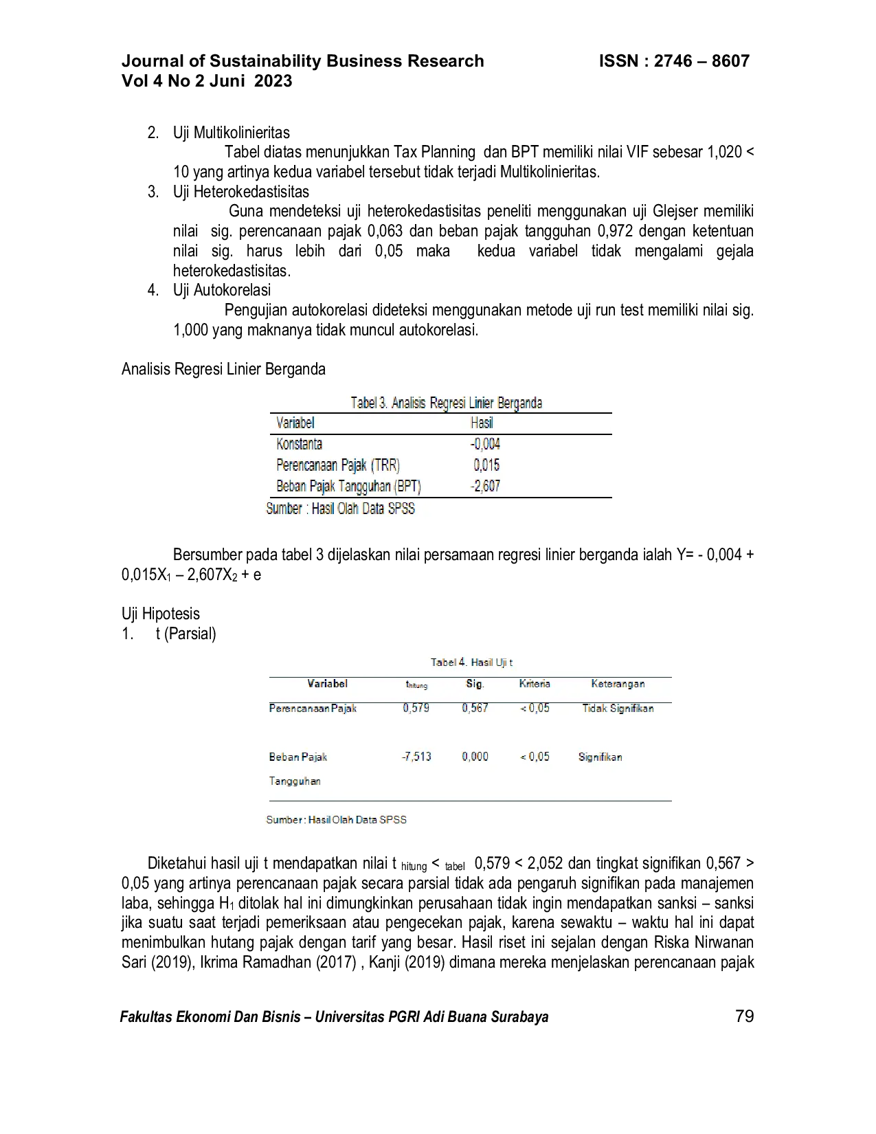 JURIS Pengaruh Perencanaan Pajak Dan Beban Pajak Tangguhan Terhadap Manajemen Laba Pada Perusahaan Makanan Dan Minuman Yang Terdaftar Di Bursa Efek Indonesia Periode 2018 2020