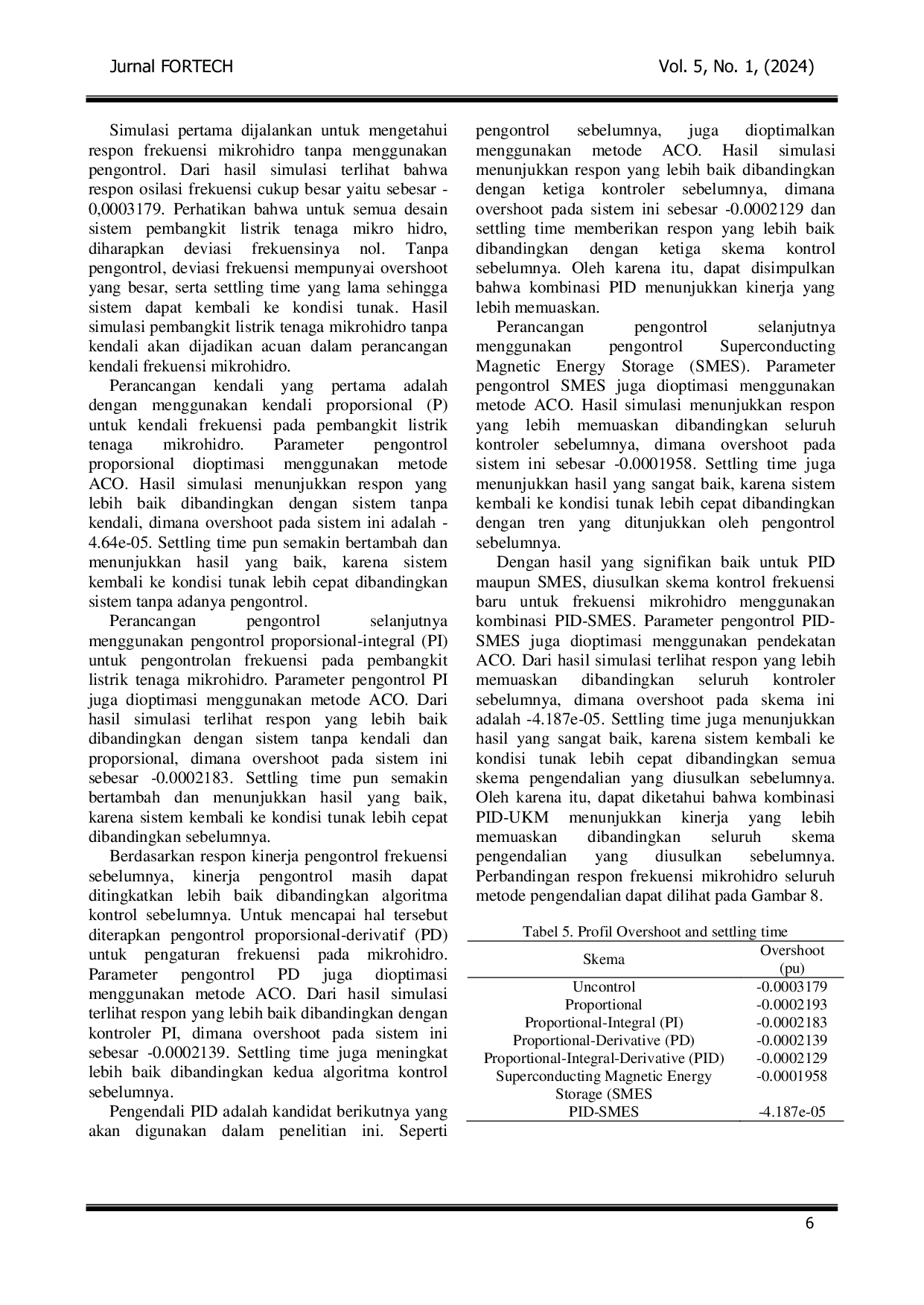 JURIS Penerapan SMES untuk Load Frequency Control pada PLTMH Menggunakan Ant Colony Optimization