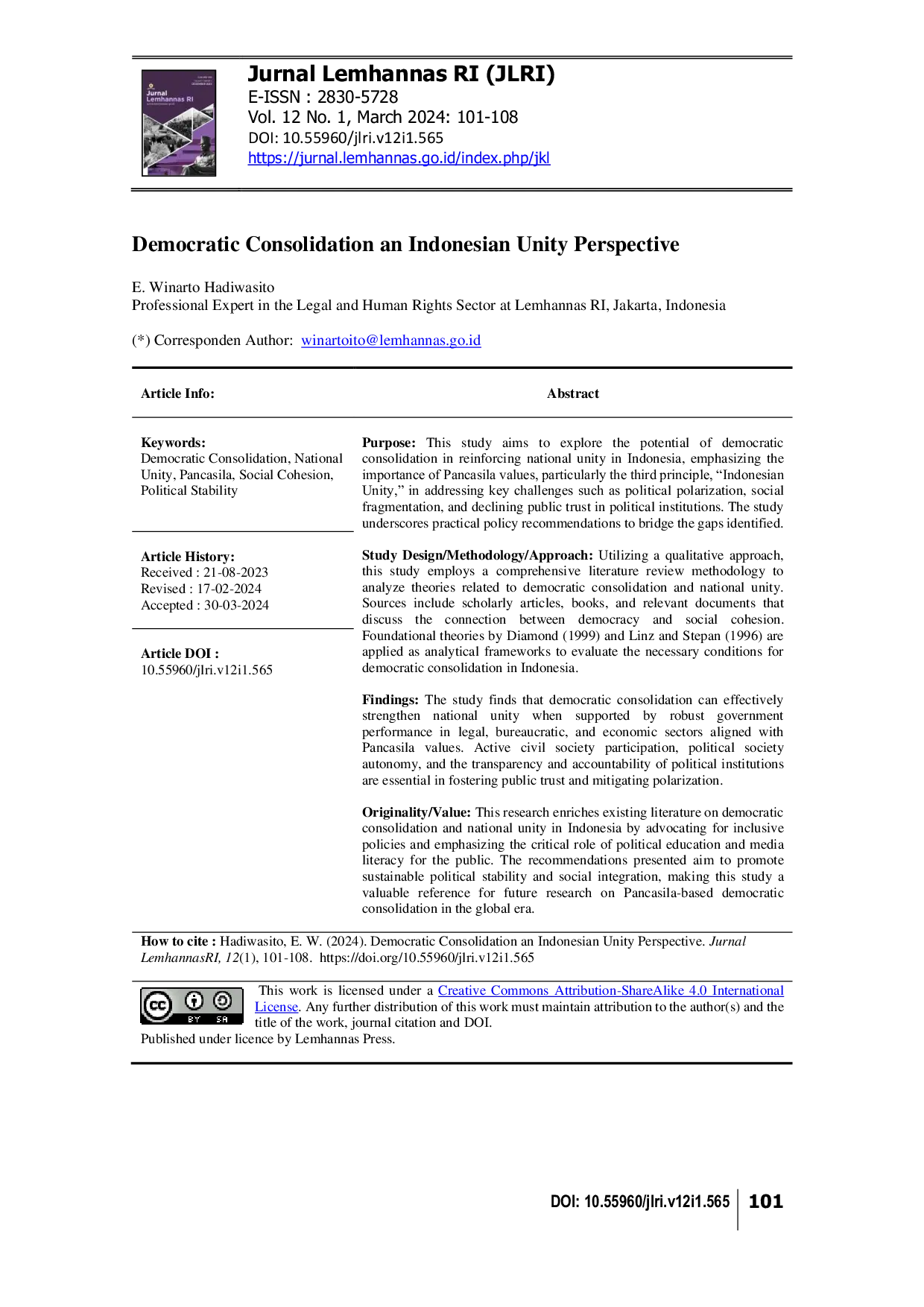 JURIS Democratic Consolidation an Indonesian Unity Perspective
