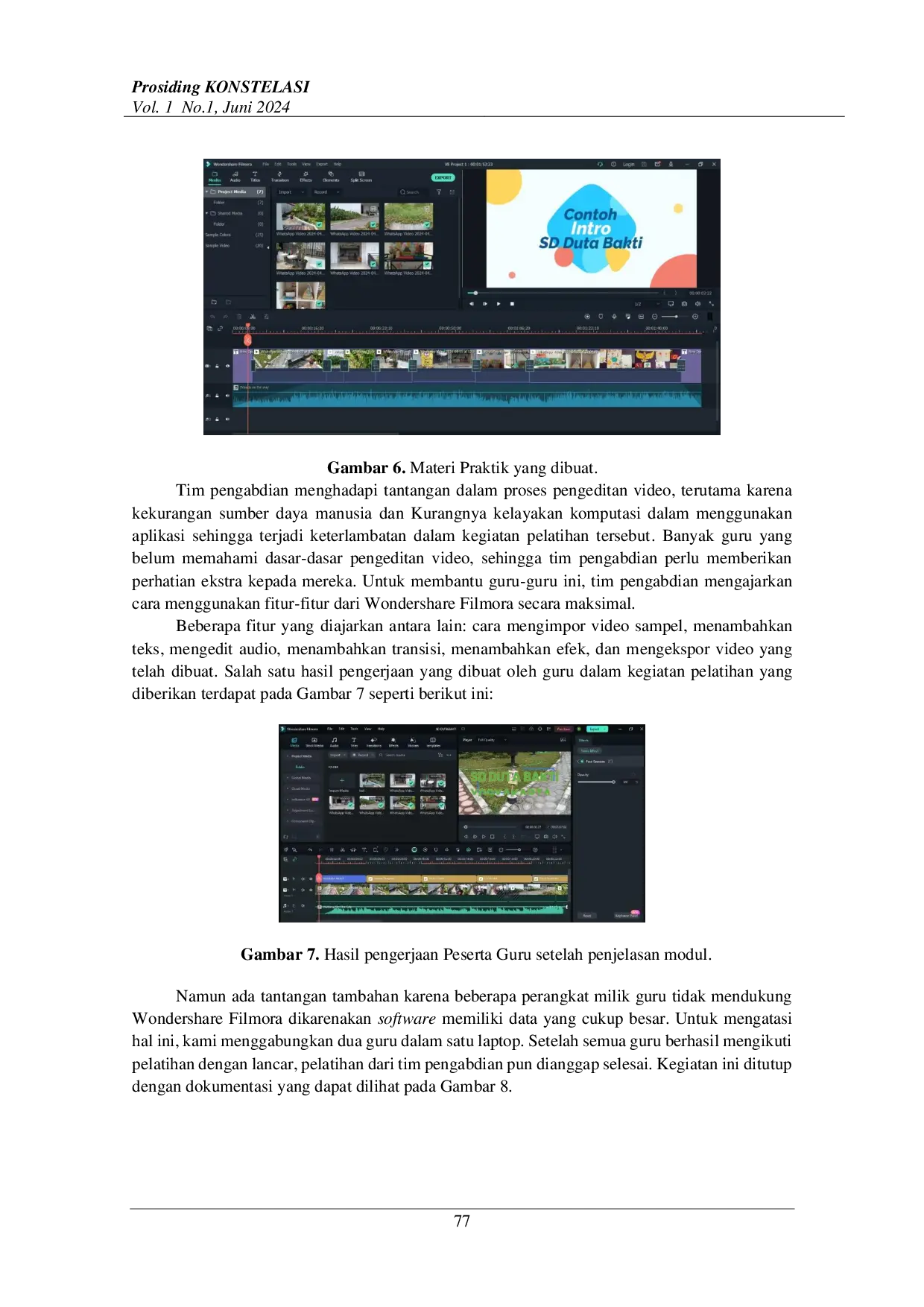 juris Peningkatan Kualitas Pendidikan Digital Pelatihan Pembuatan Video untuk Para Guru di SD Duta Bakti Menggunakan Filmora