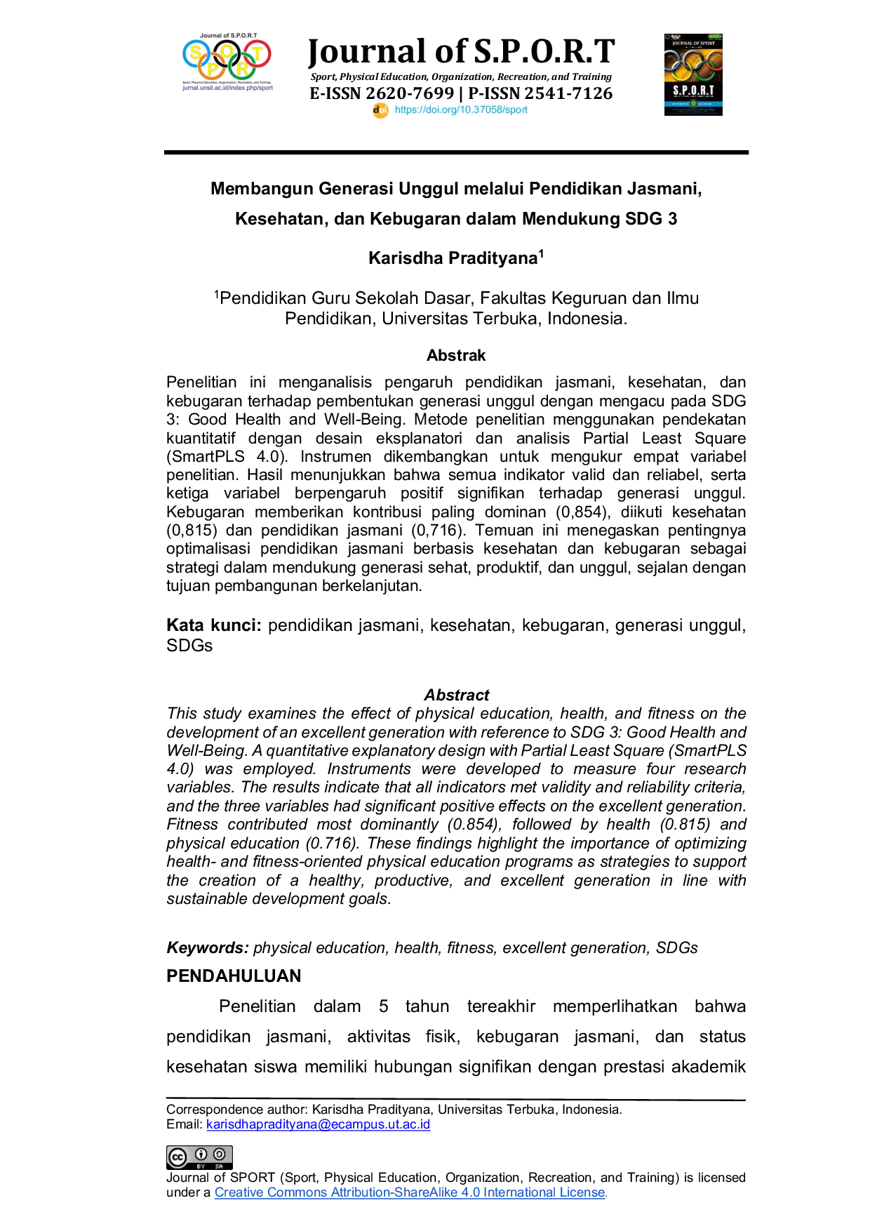 JURIS Membangun Generasi Unggul melalui Pendidikan Jasmani Kesehatan dan Kebugaran dalam Mendukung SDG 3