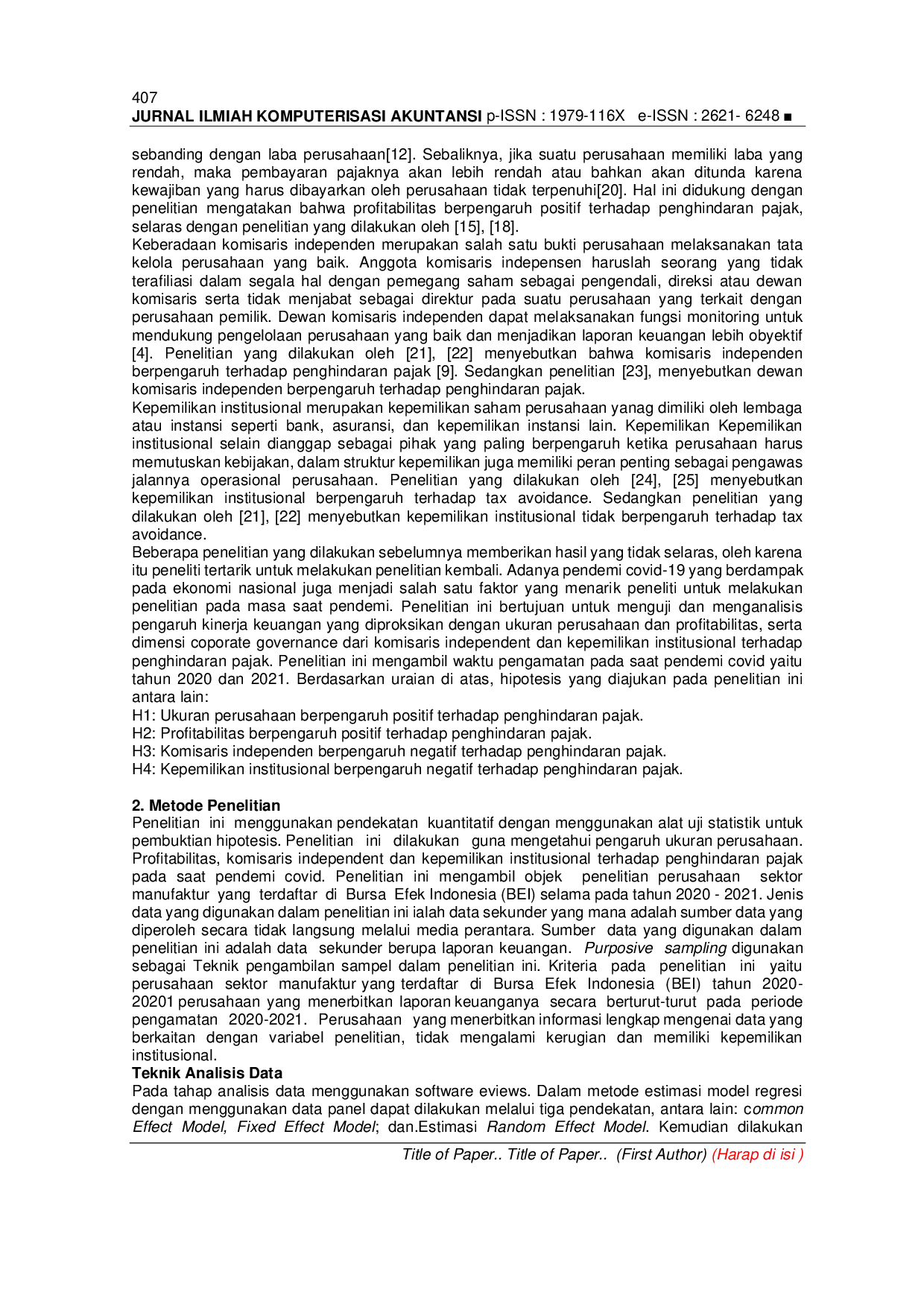 JURIS Pengaruh Kinerja Keuangan dan Corporate Governance terhadap Penghindaran Pajak