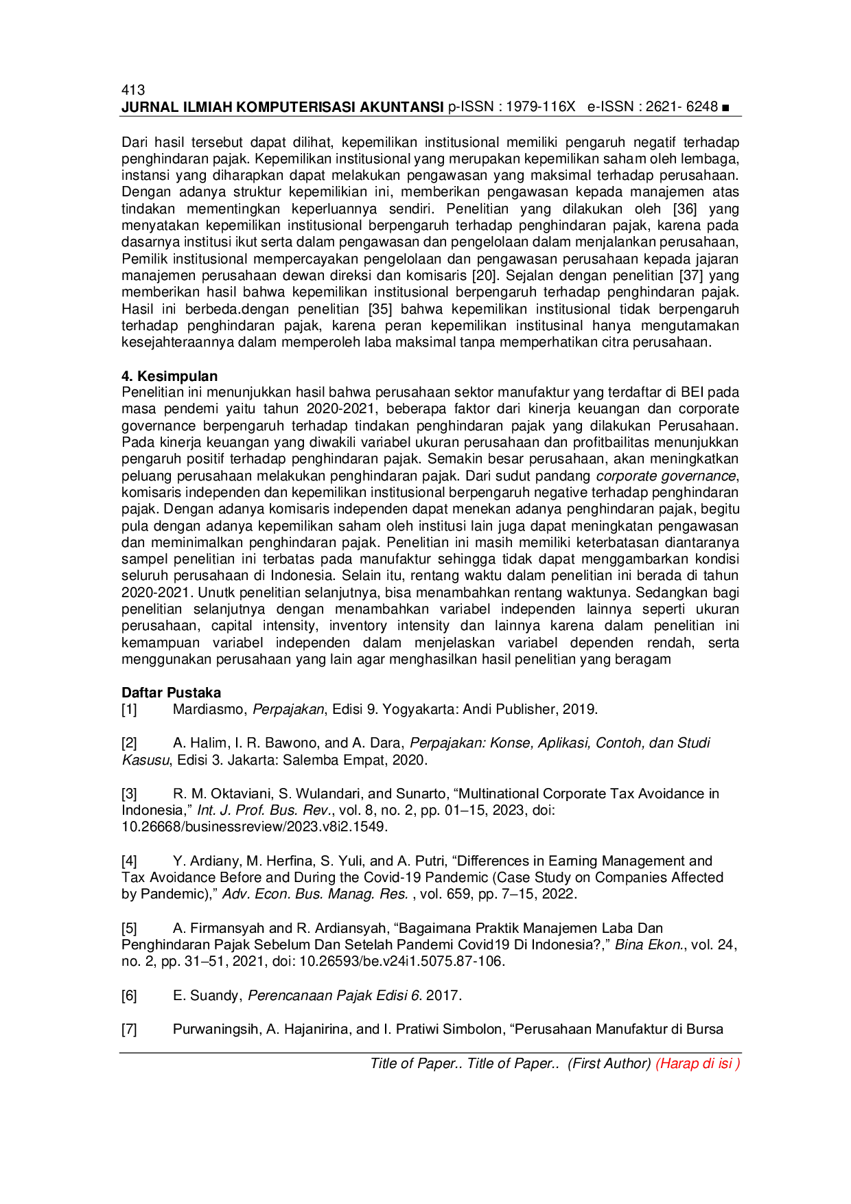 JURIS Pengaruh Kinerja Keuangan dan Corporate Governance terhadap Penghindaran Pajak