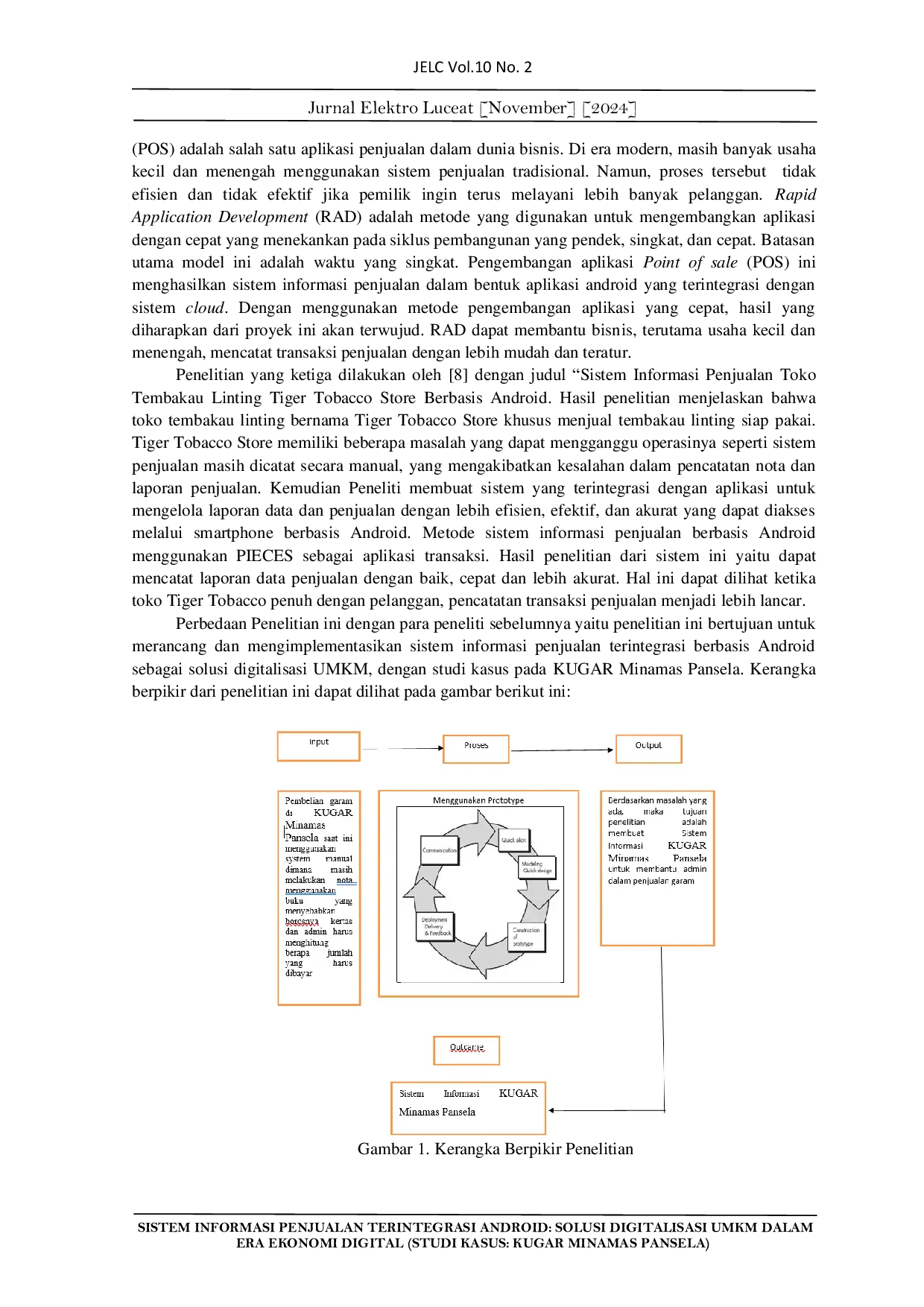 JURIS Sistem Informasi Penjualan Terintegrasi Android Solusi Digitalisasi UMKM dalam Era Ekonomi Digital Studi Kasus Kugar Minamas Pansela