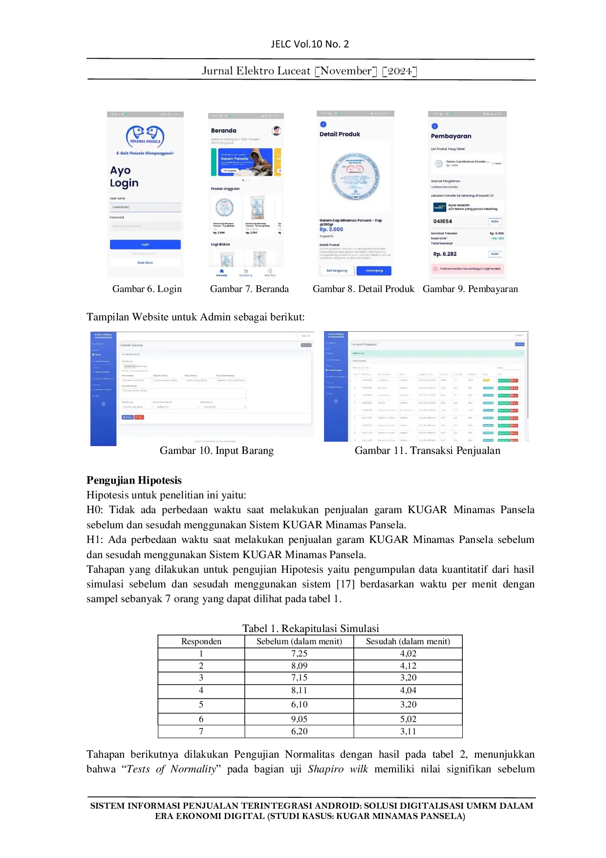 JURIS Sistem Informasi Penjualan Terintegrasi Android Solusi Digitalisasi UMKM dalam Era Ekonomi Digital Studi Kasus Kugar Minamas Pansela