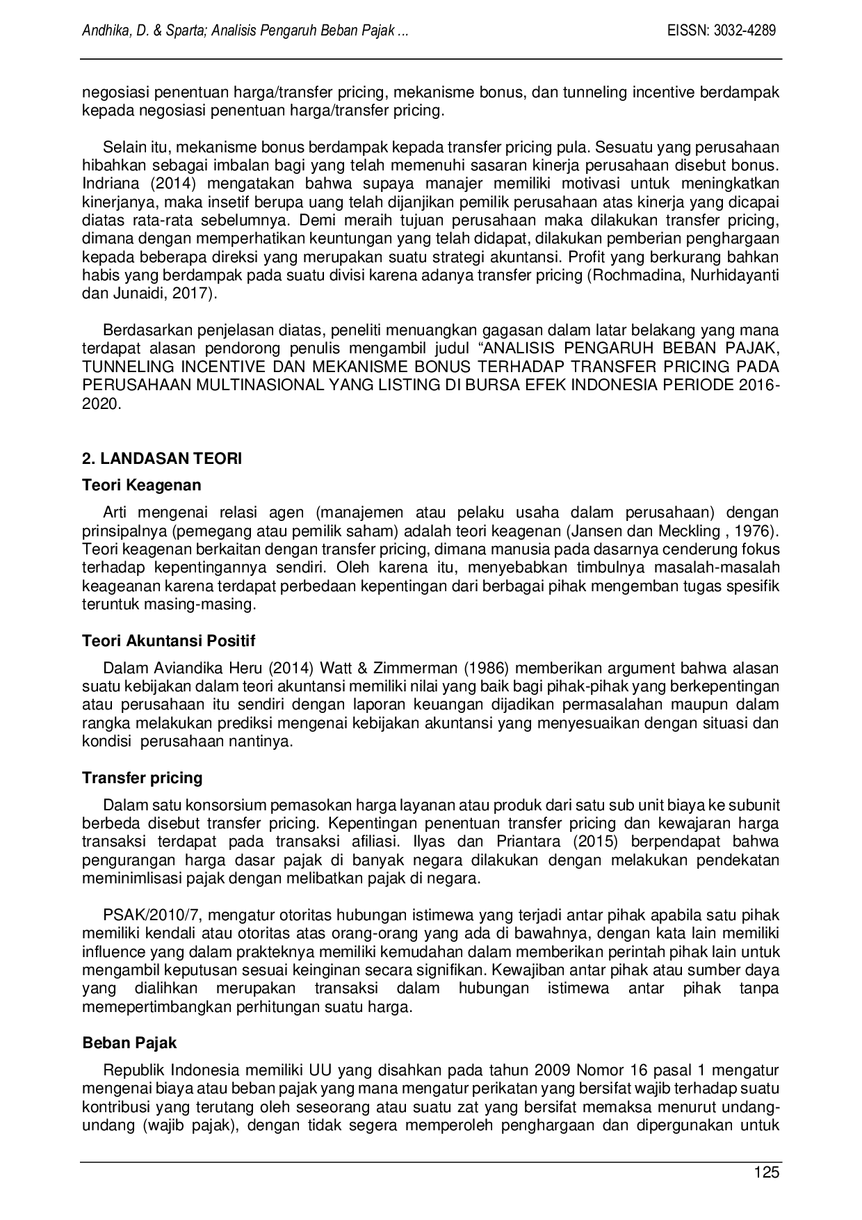 JURIS Analisis Pengaruh Beban Pajak Tunneling Incentive Dan Mekanisme Bonus Terhadap Transfer Pricing Pada Perusahaan Multinasional Yang Listing Di Bursa Efek Indonesia Periode 2016 2020