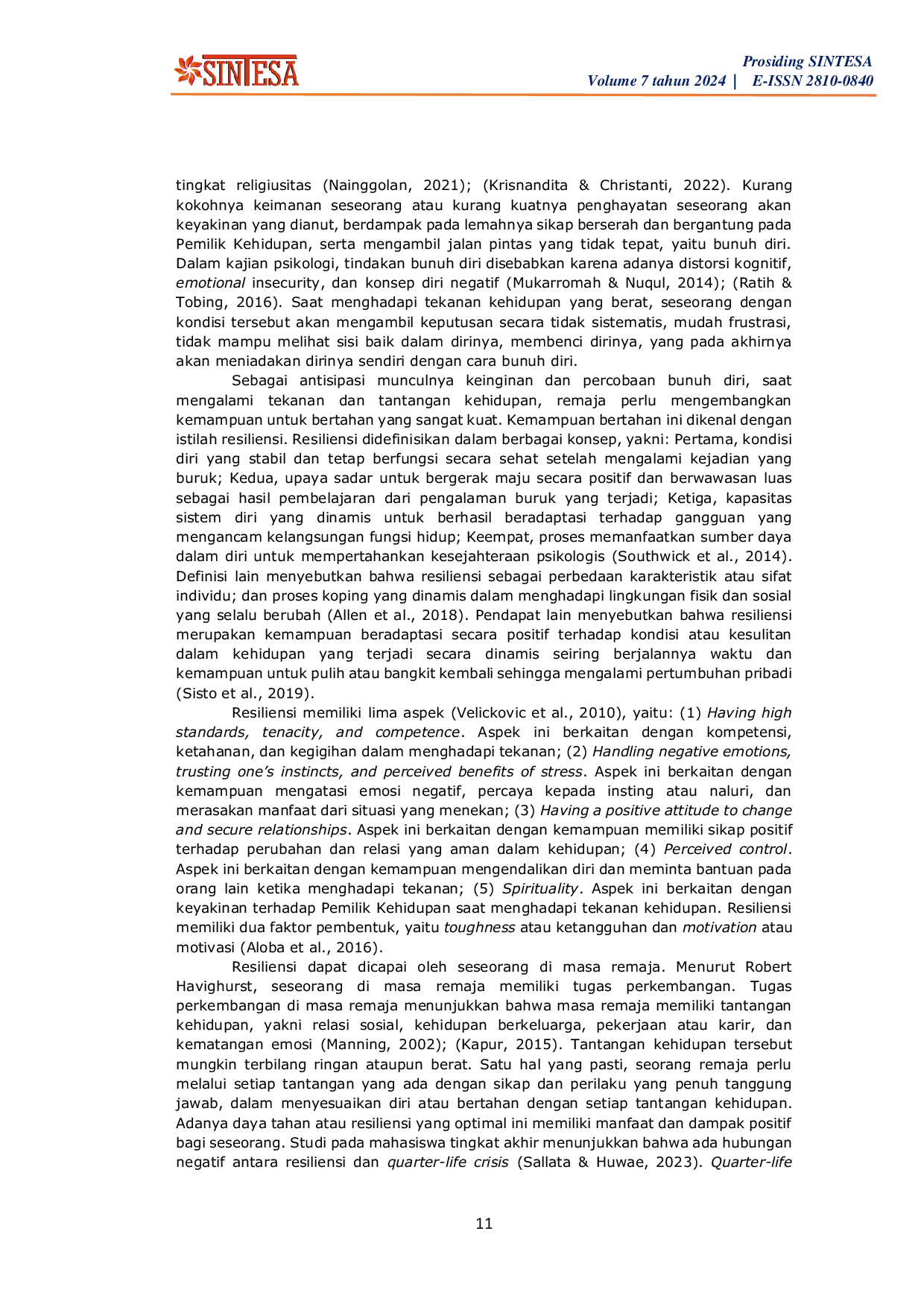 JURIS Tingkat Resiliensi Pada Remaja Awal