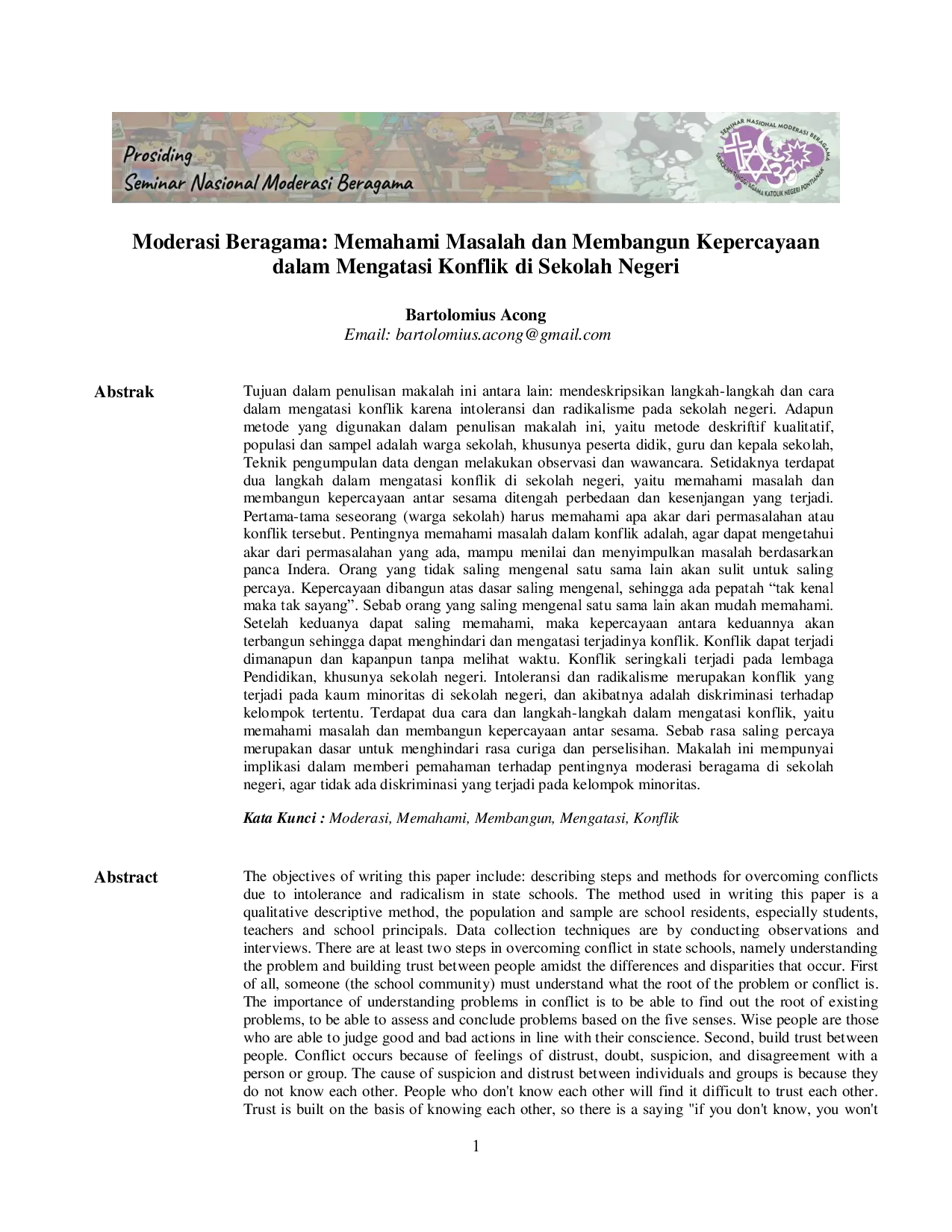 JURIS Moderasi Beragama Memahami Masalah dan Membangun Kepercayaan dalam Mengatasi Konflik di Sekolah Negeri