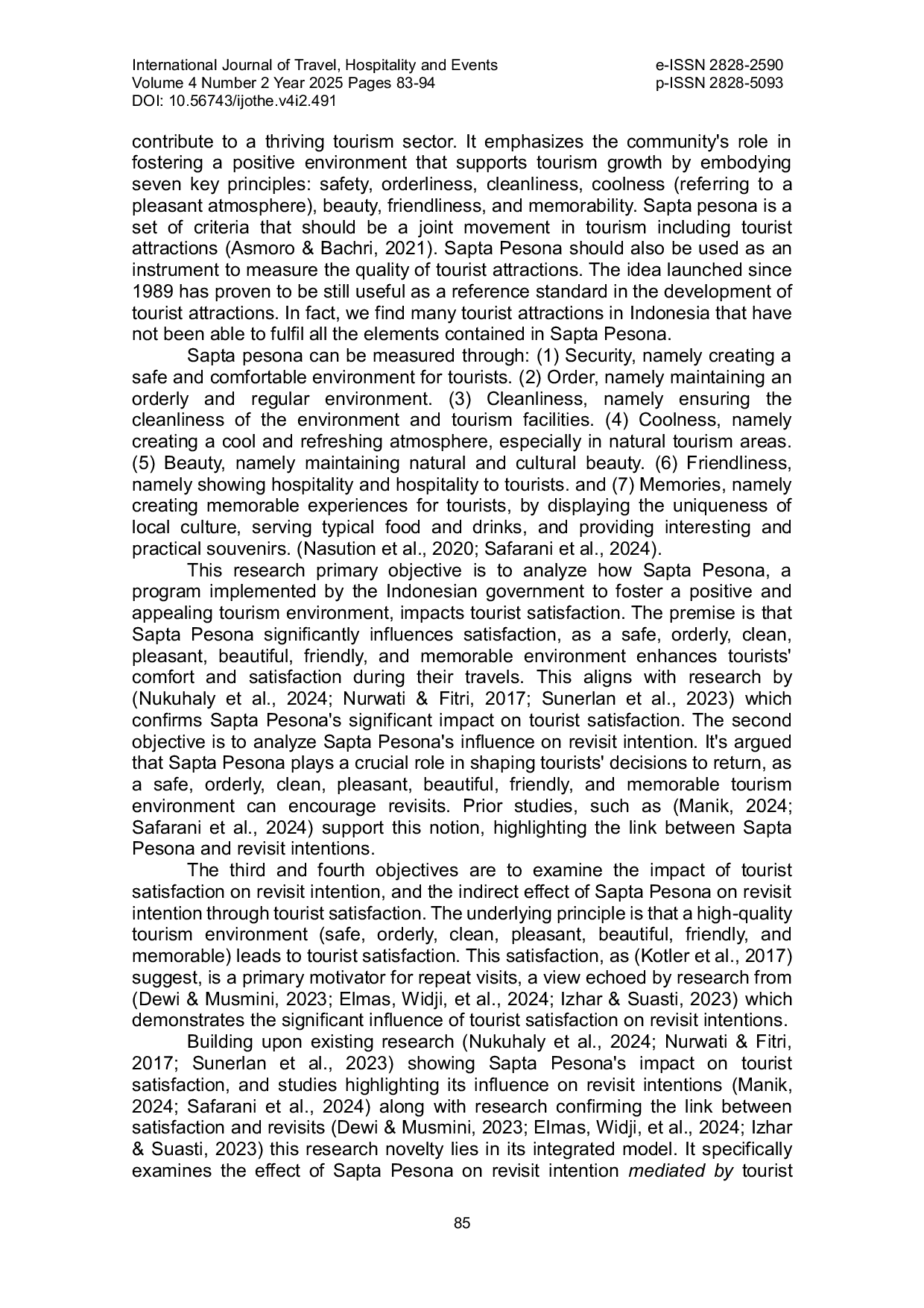 JURIS Mountain Bromo Tourist Satisfaction The Impact of Sapta Pesona on Revisit Intentions